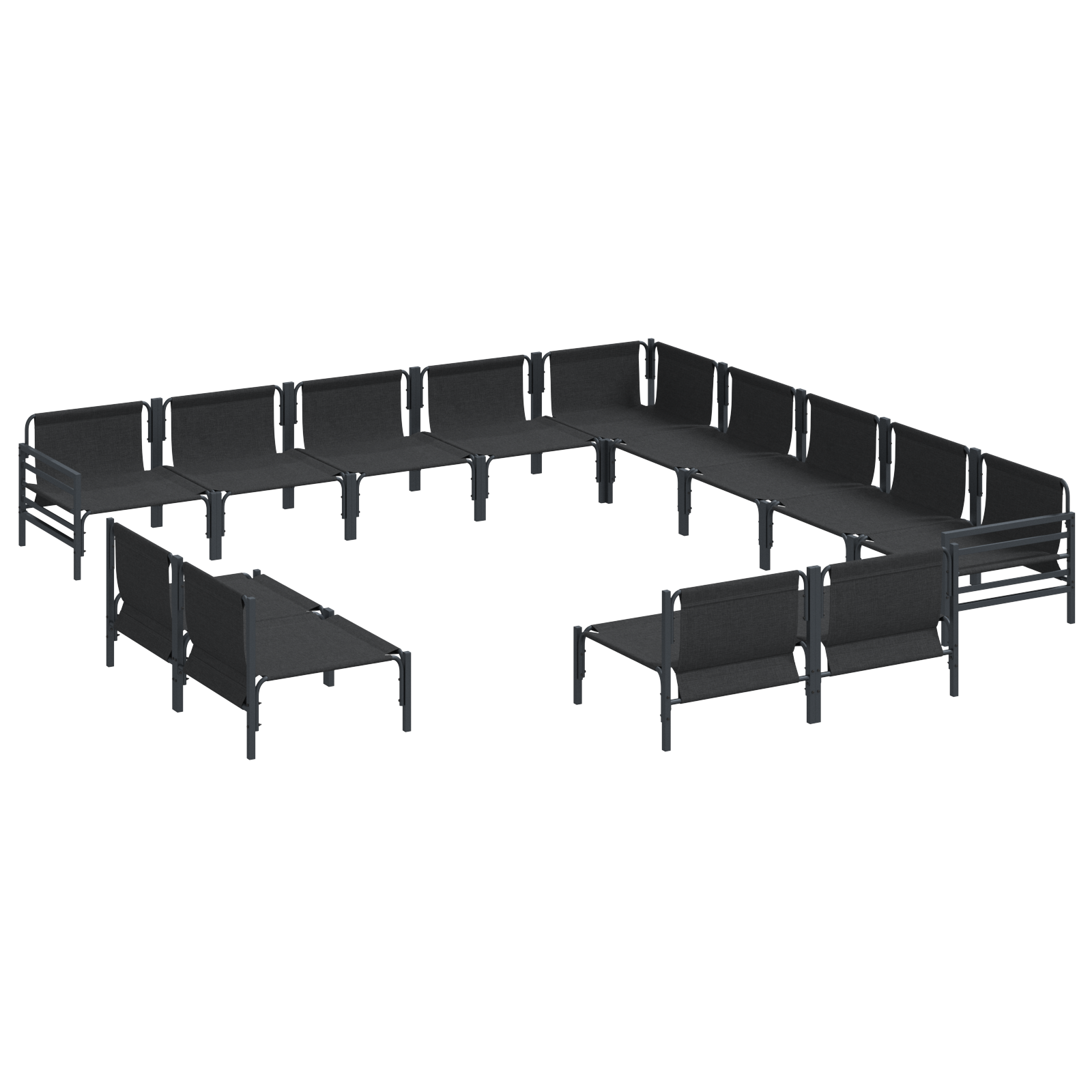 Hagesofa Set 13 pcs Antrasitt Stål