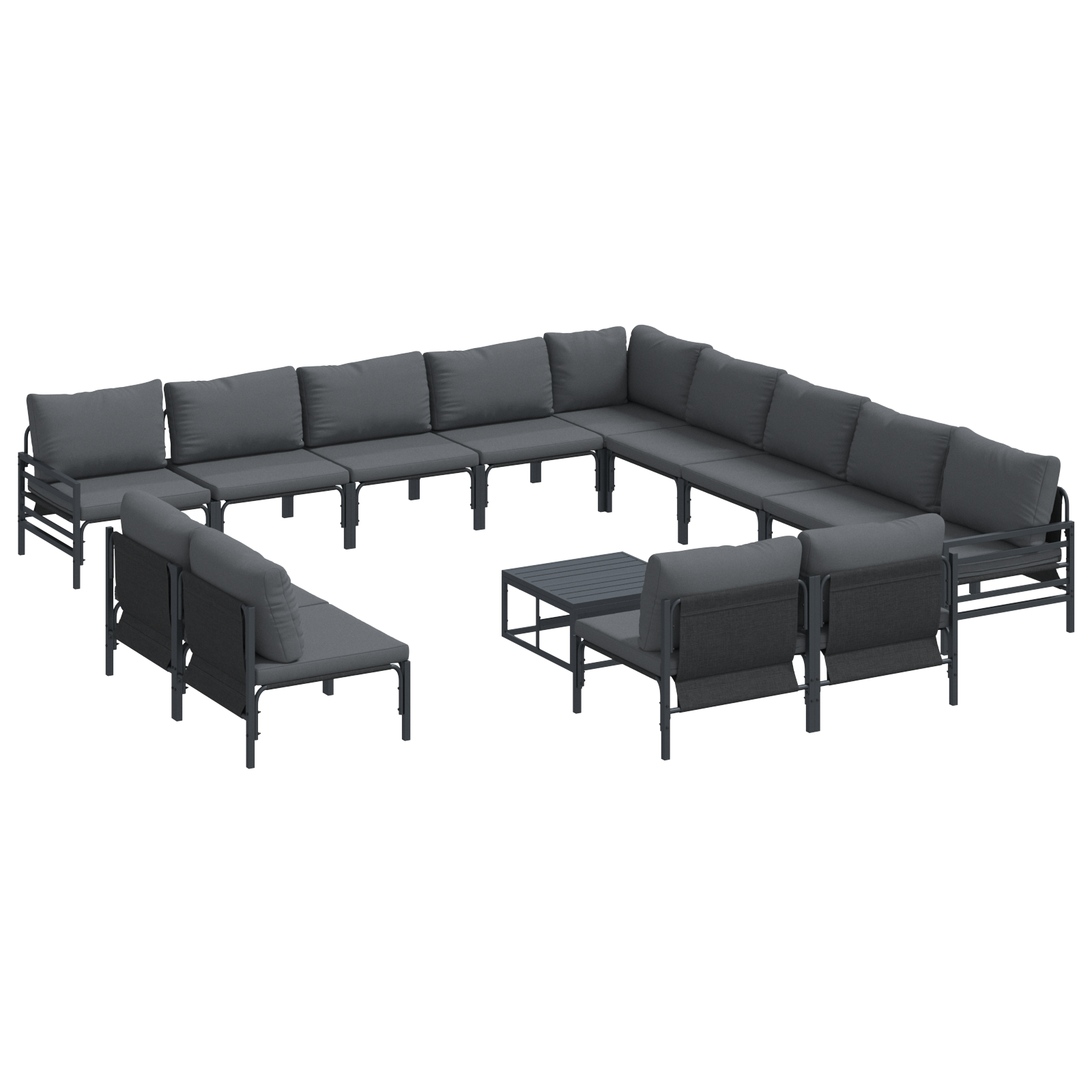 Hagesofa Set 14 pcs Antrasitt Stål