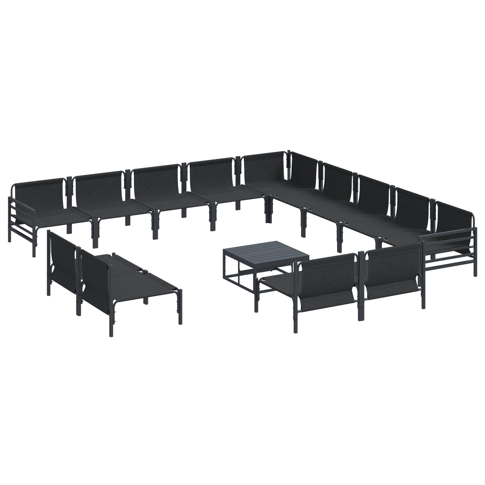 Hagesofa Set 14 pcs Antrasitt Stål