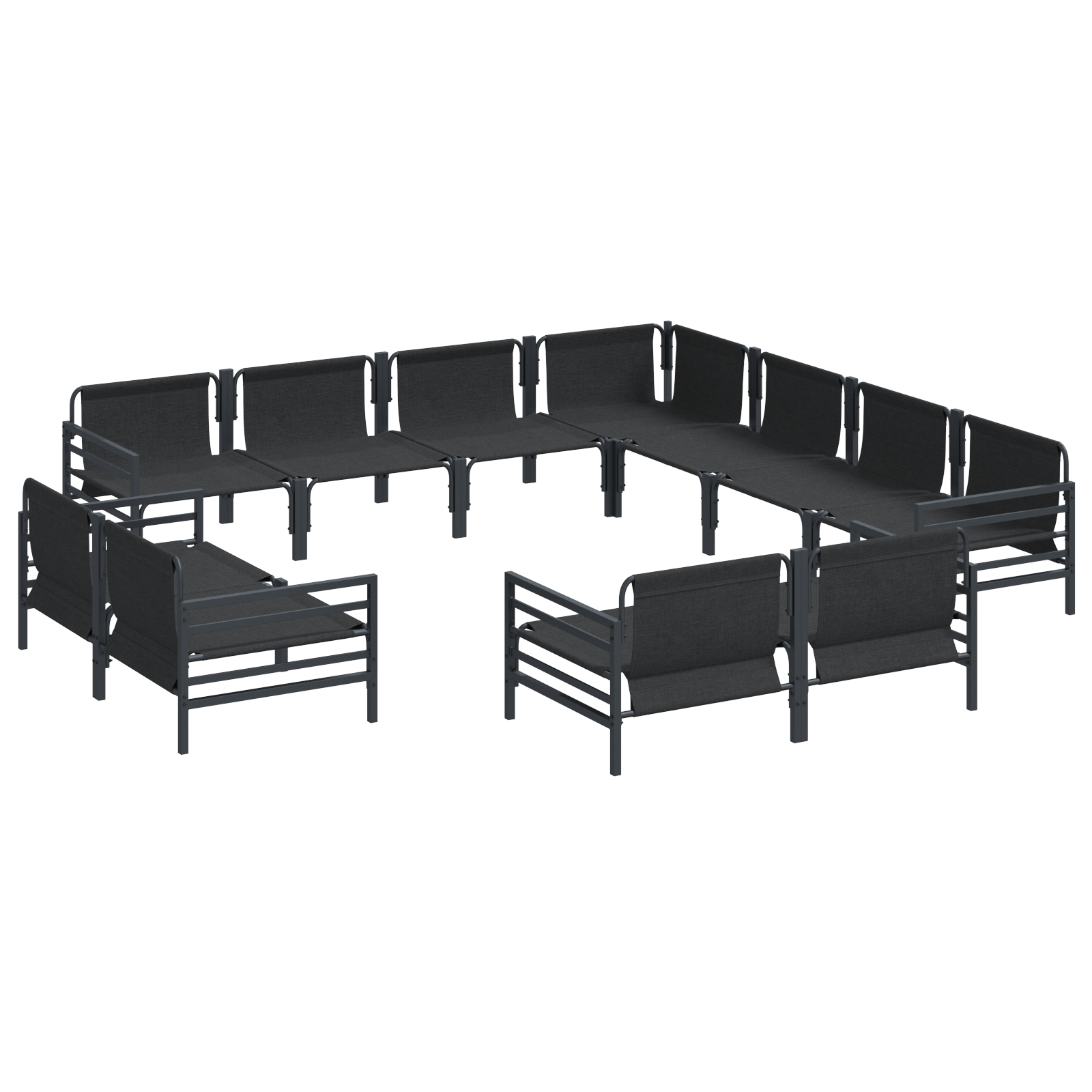 Hagesofa Set 11 pcs Antrasitt Stål