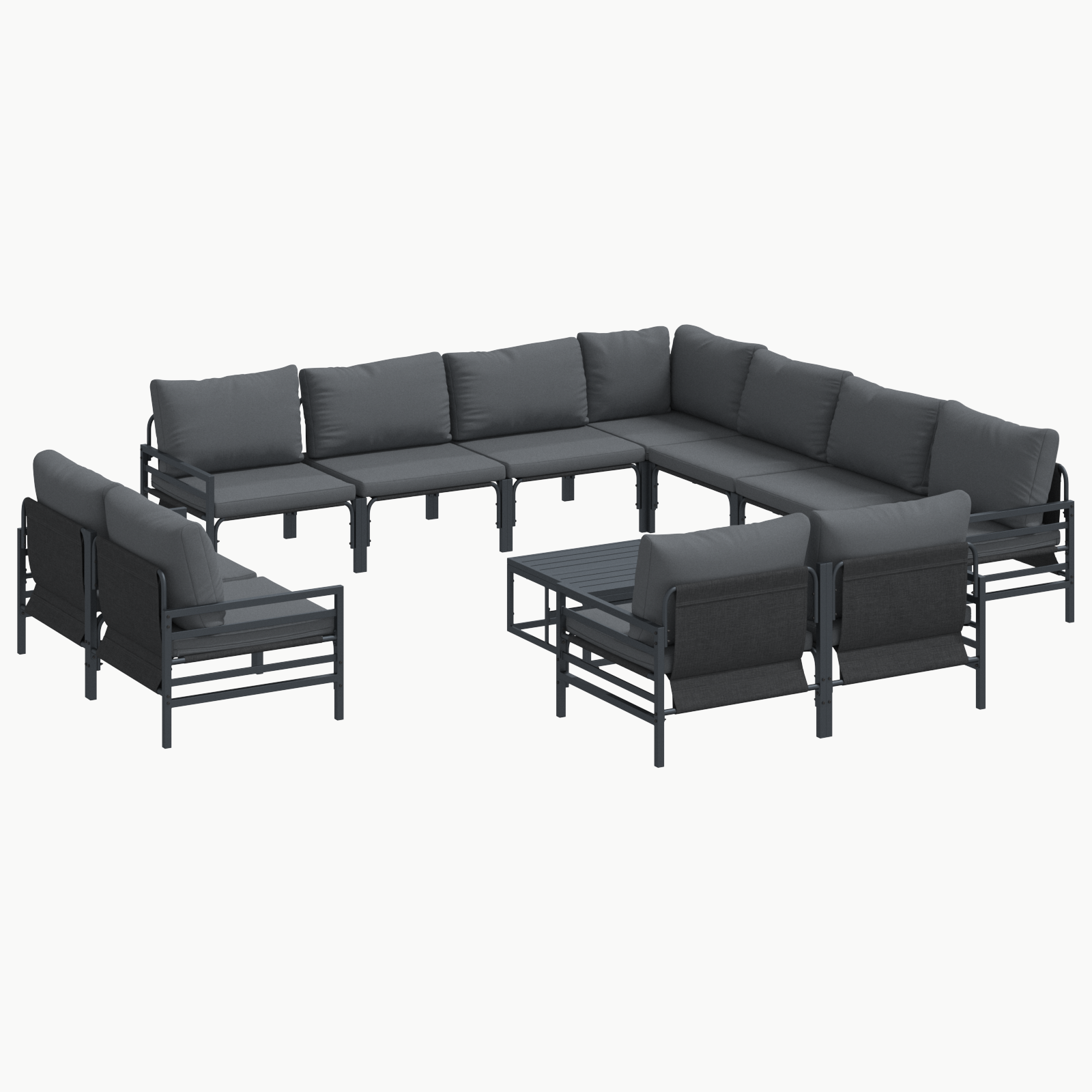 Hagesofa Set 12 pcs Antrasitt Stål