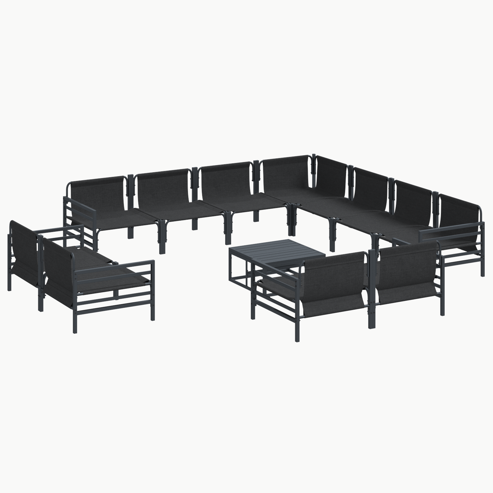 Hagesofa Set 12 pcs Antrasitt Stål