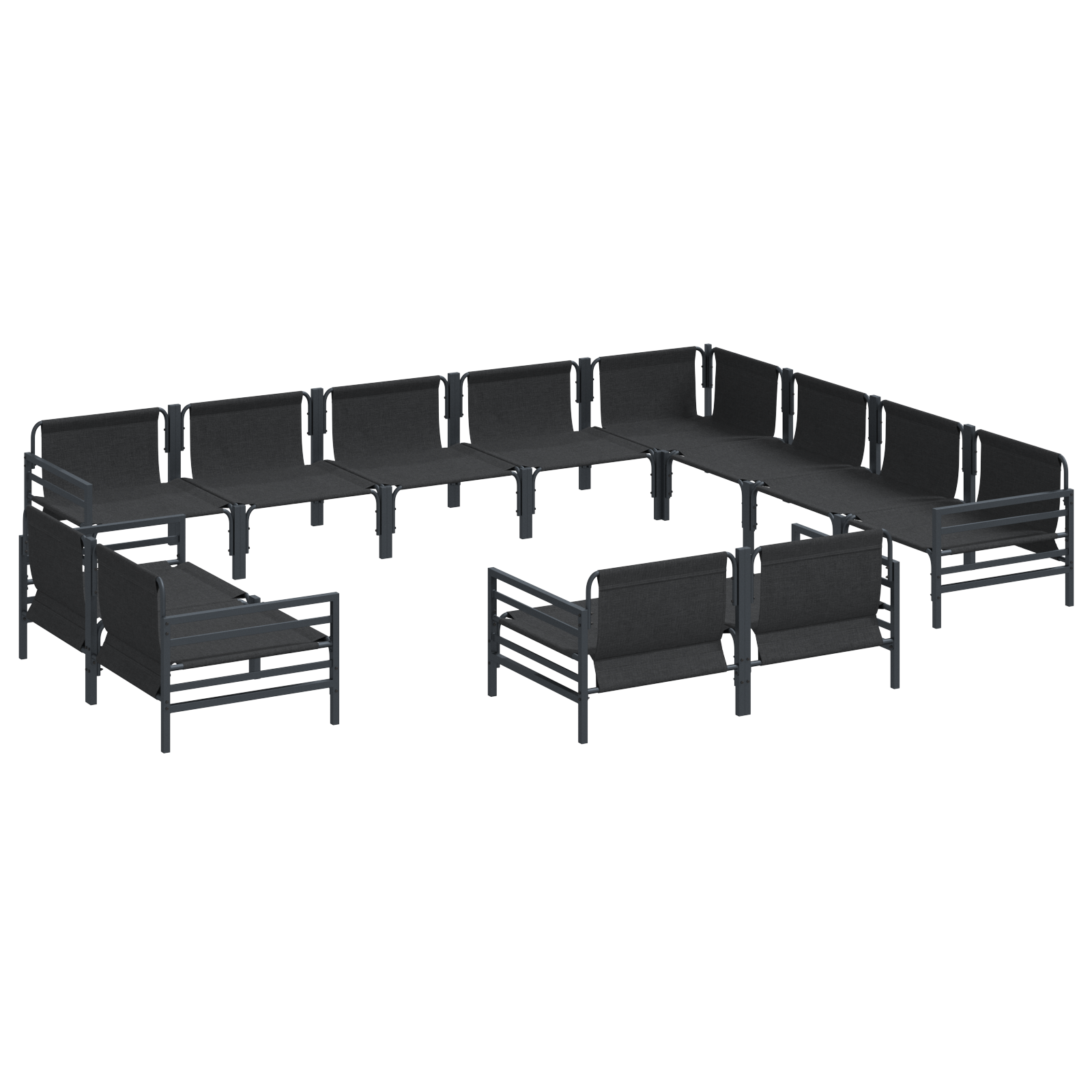 Hagesofa Set 12 pcs Antrasitt Stål
