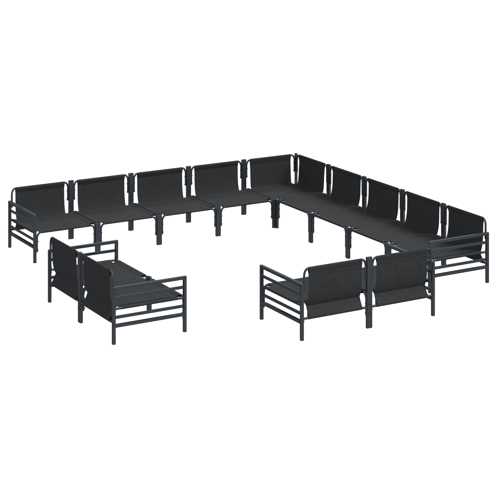 Hagesofa Set 13 pcs Antrasitt Stål