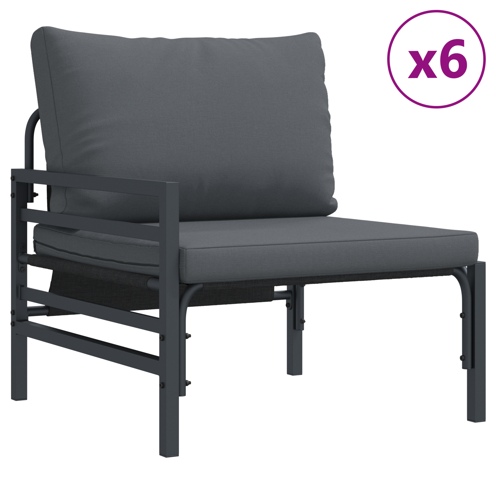 Hagesofa Set 14 pcs Antrasitt Stål