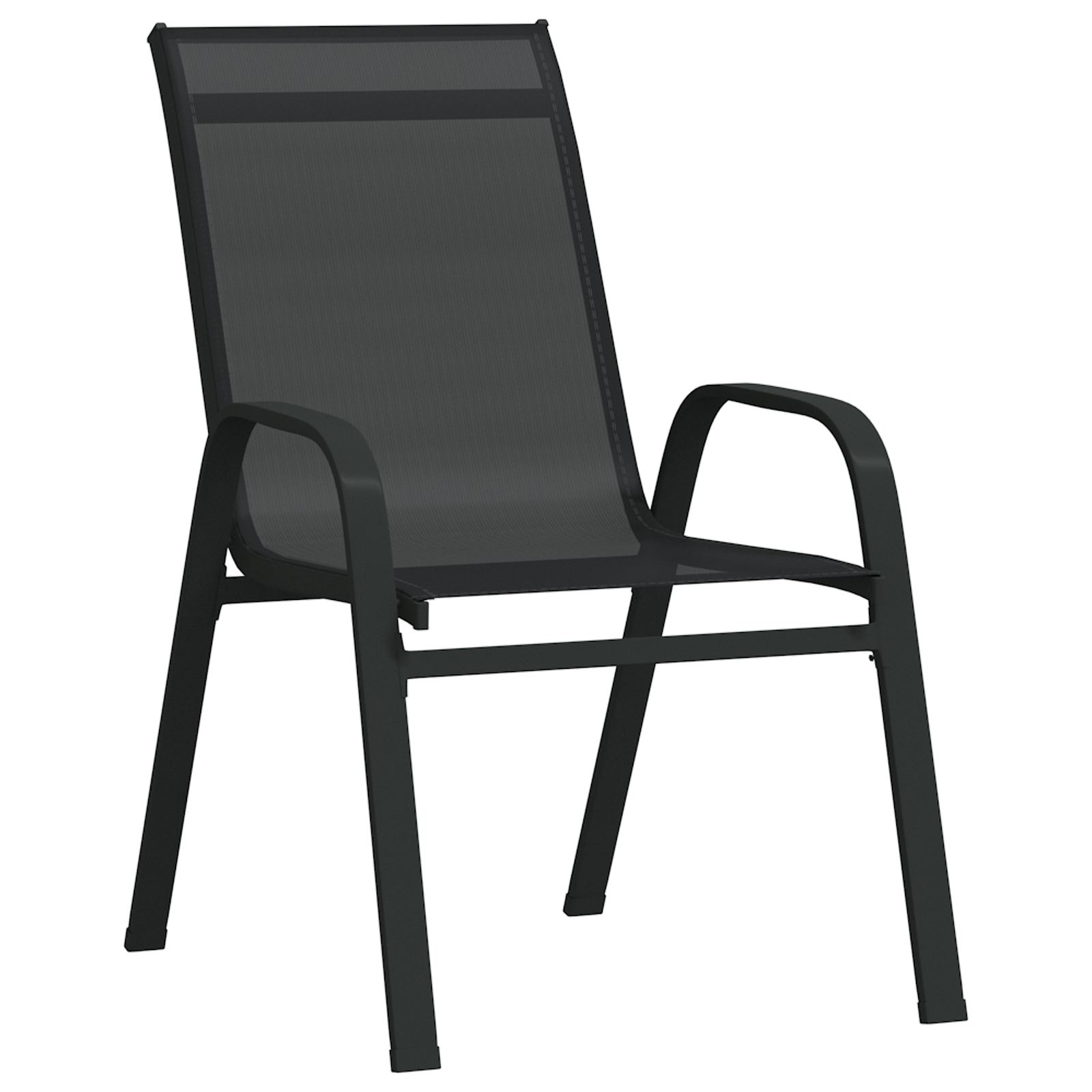 5 Delt Hagebord Svart Textilene og Stål