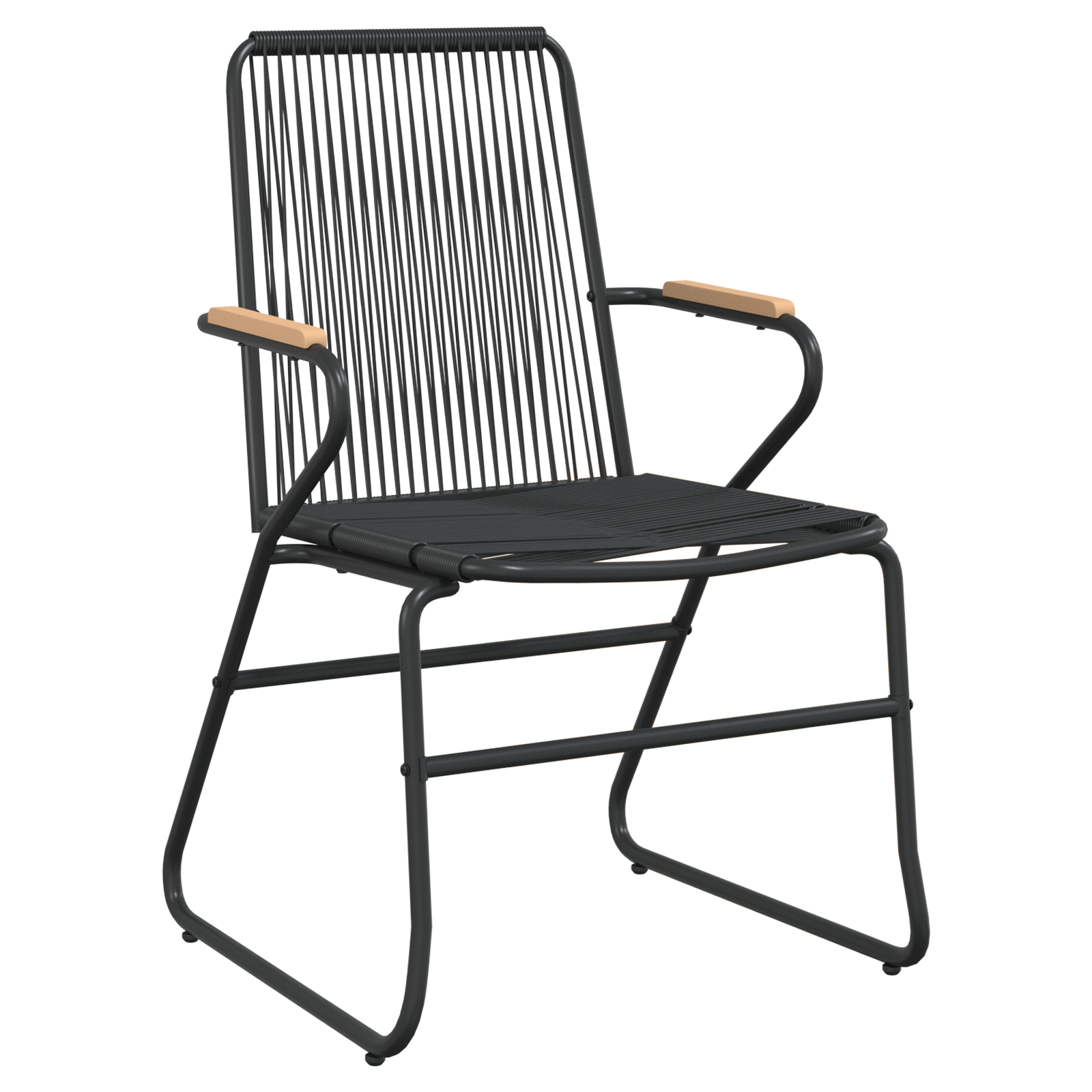 3-delt hage spisebordsett svart PVC rattan