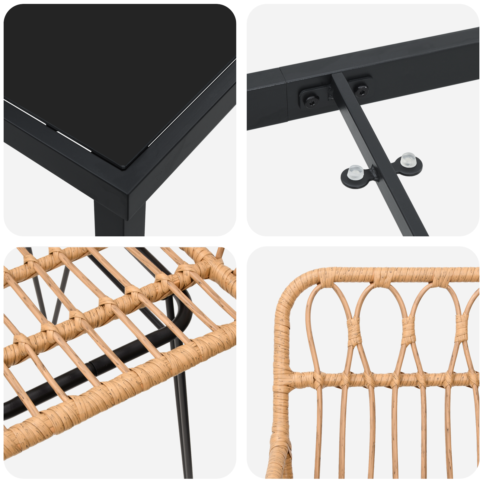 3-delt hage spisesett brunt poly rattan
