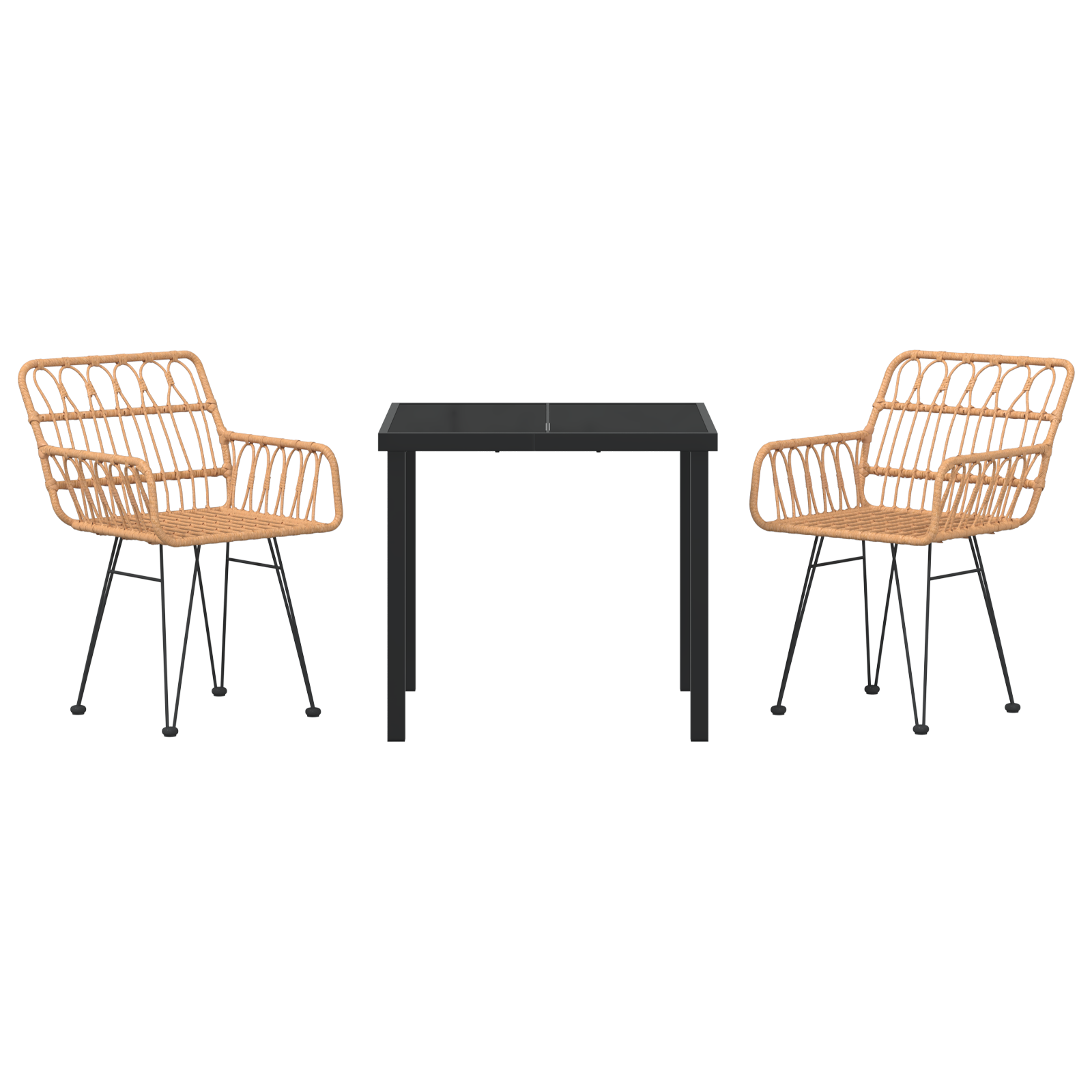 3-delt hage spisesett brunt poly rattan
