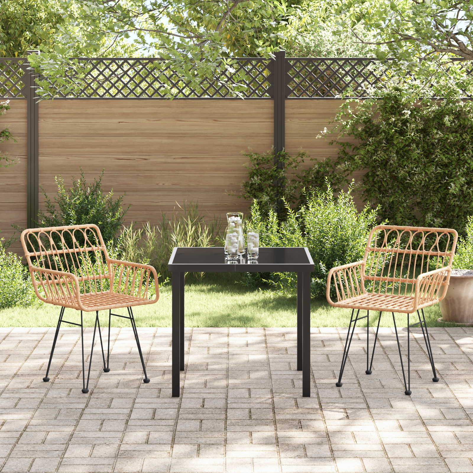 3-delt hage spisesett brunt poly rattan