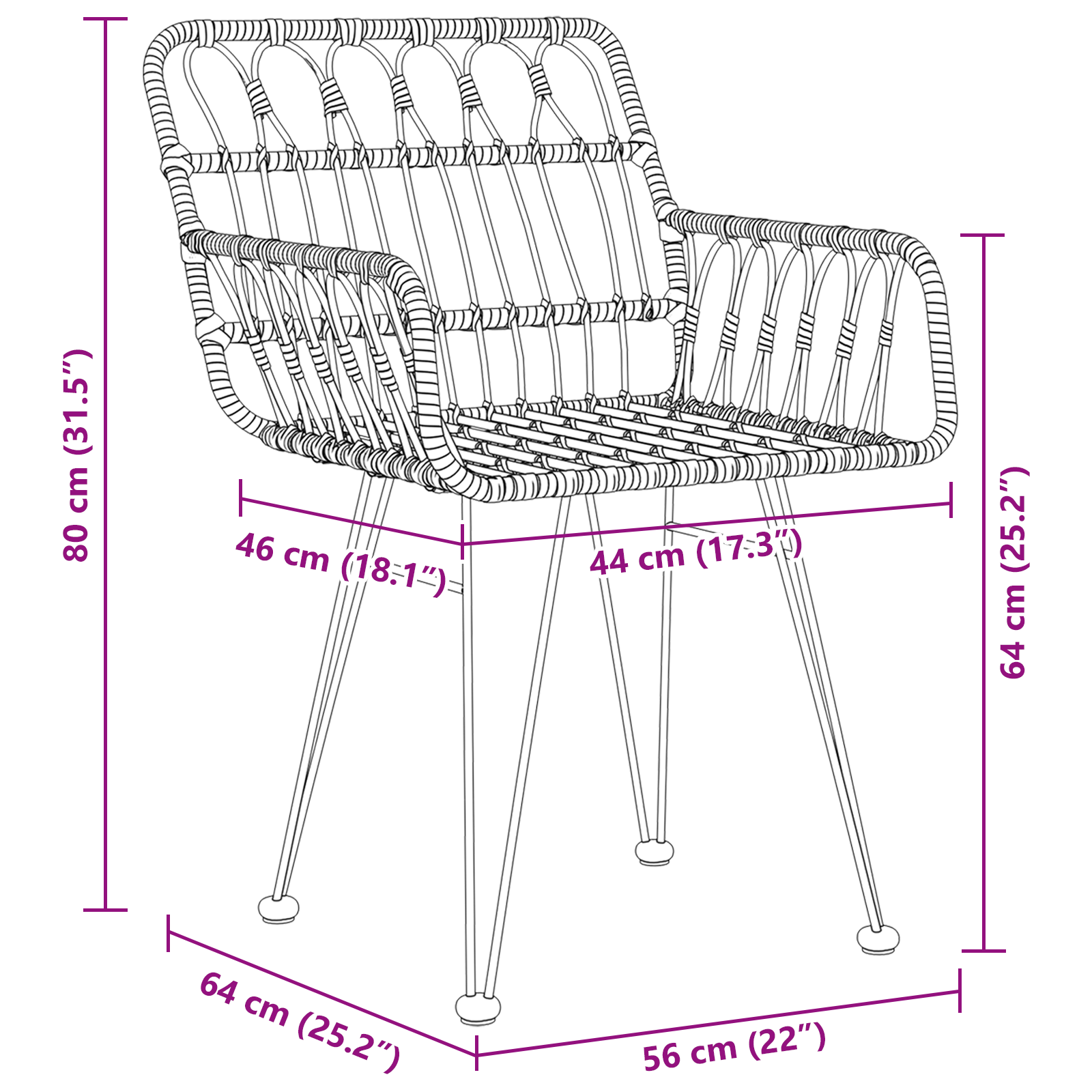 3-delt hage spisesett brunt poly rattan