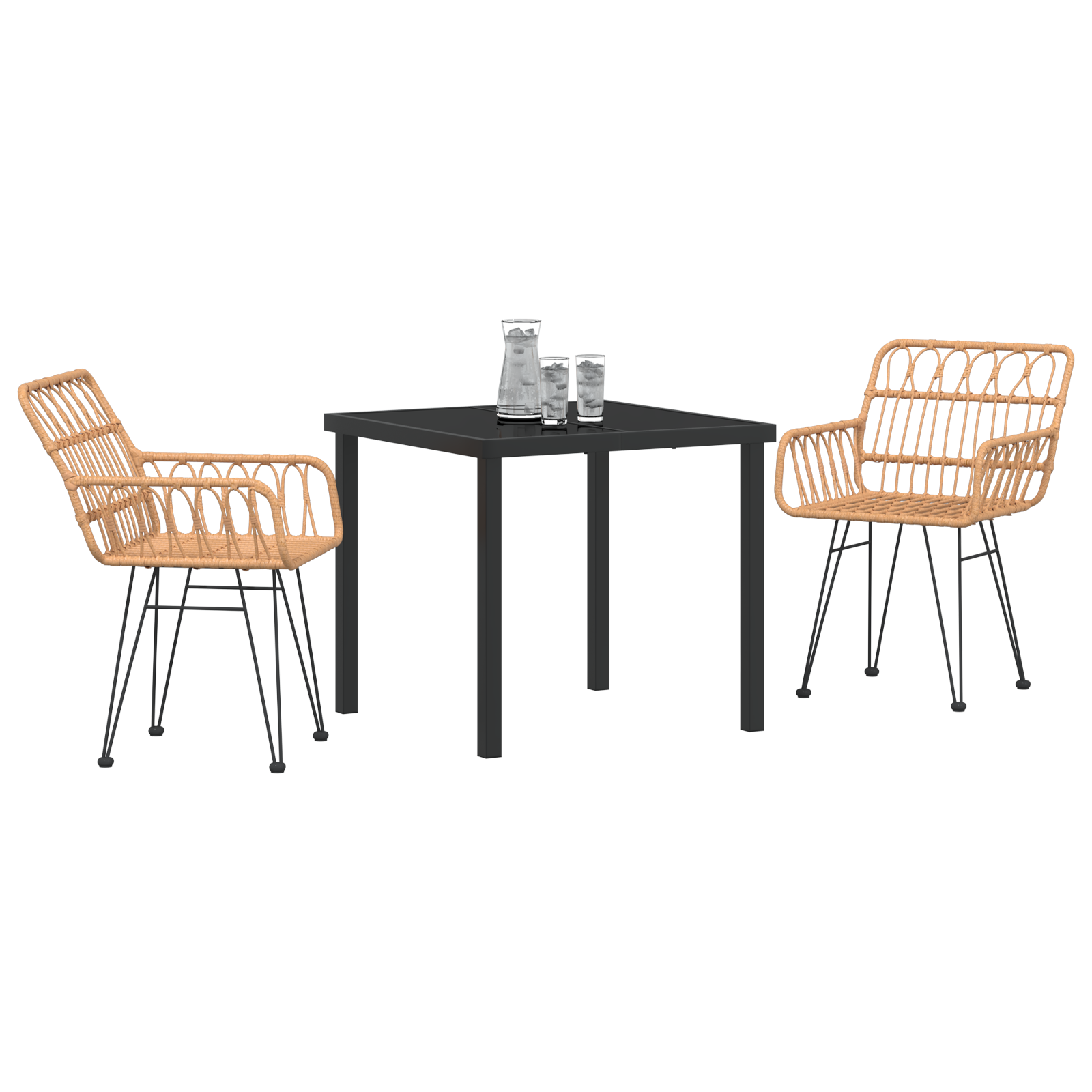 3-delt hage spisesett brunt poly rattan