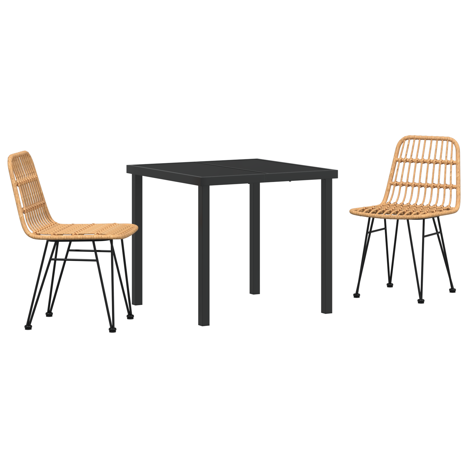3-delt hage spisebordsett Brunt Poly Rattan