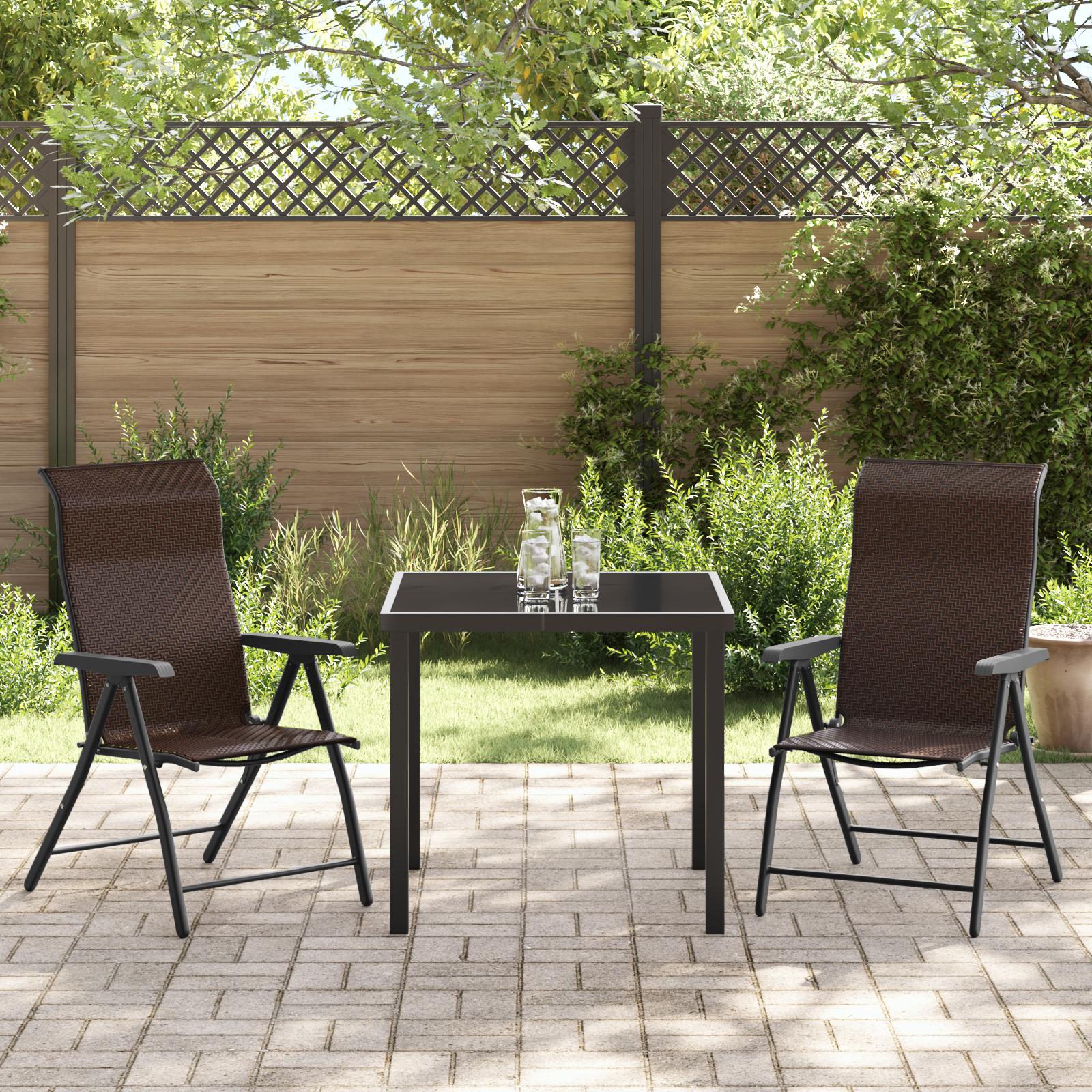 3-delt Hage Spise Sett Brun Poly Rattan