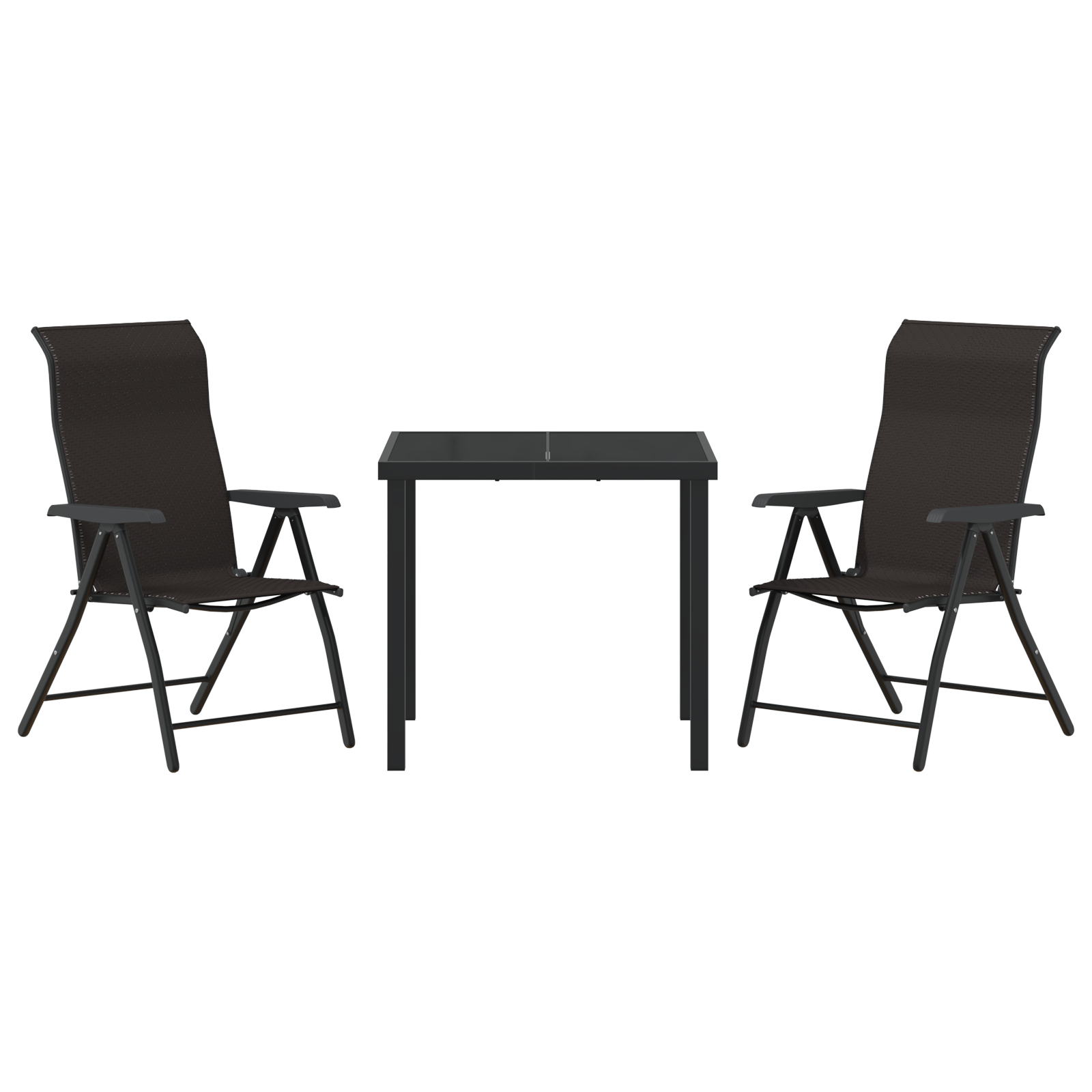 3-delt Hage Dining Sett Svart Poly-rotang