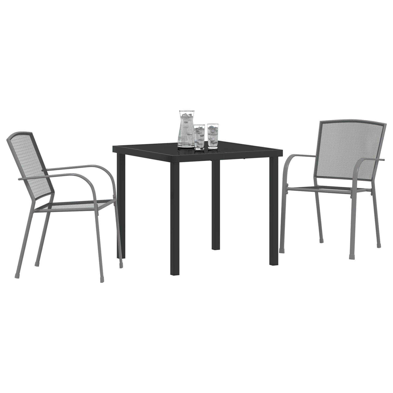 3-delt hagedining sett antrasitt stål