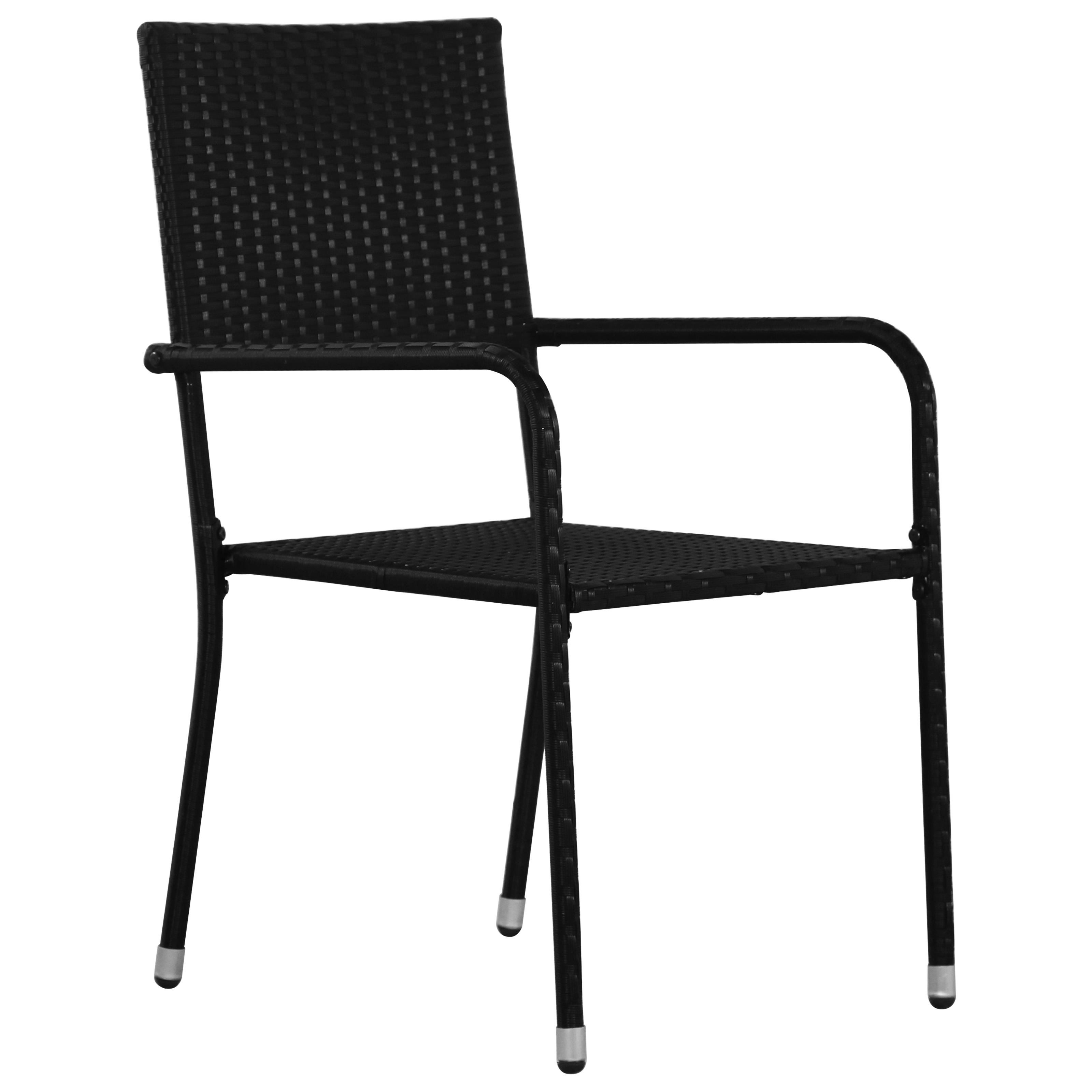 3 Delt Hage Spisebordsett Svart Poly Rattan