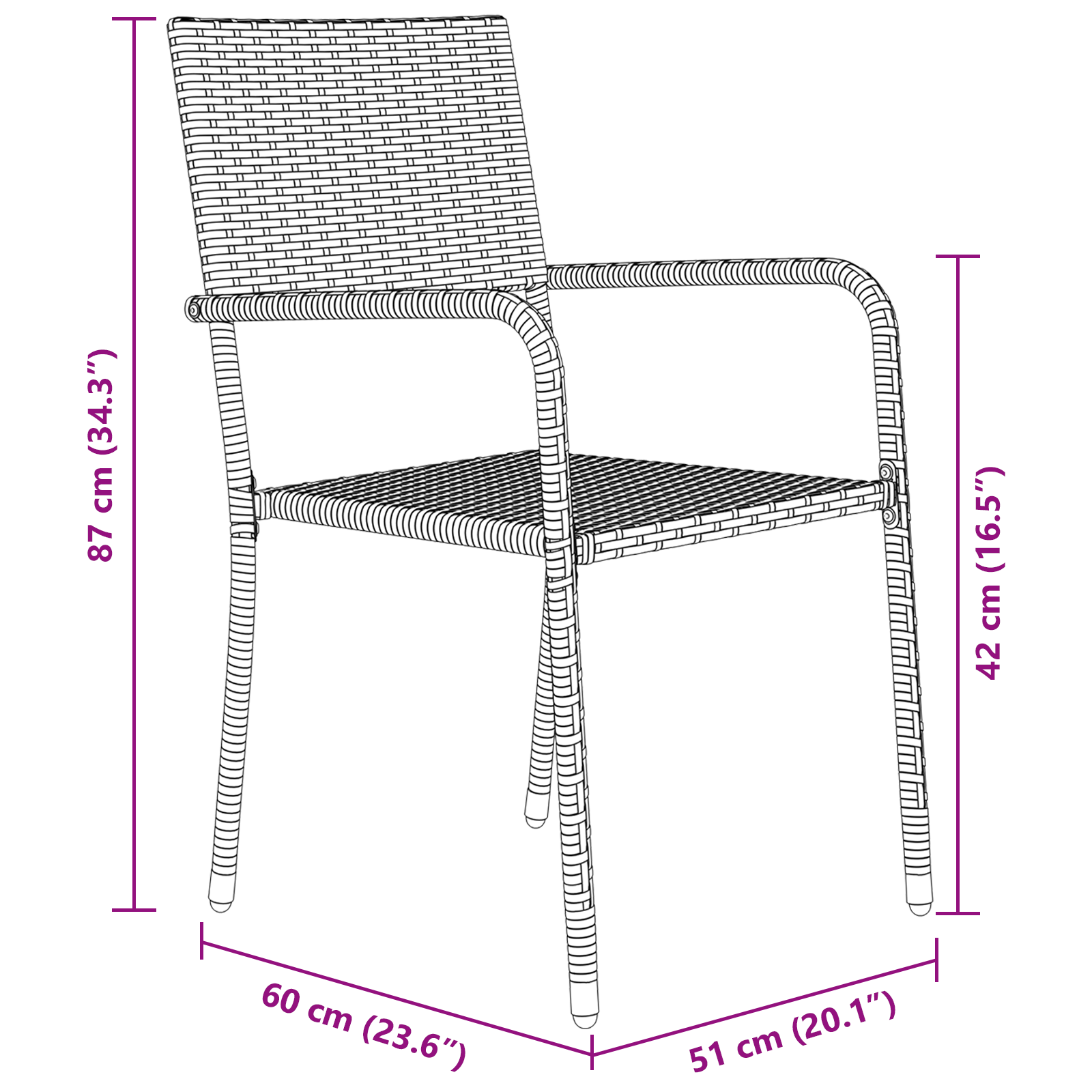 3 Delt Hage Spisebordsett Svart Poly Rattan