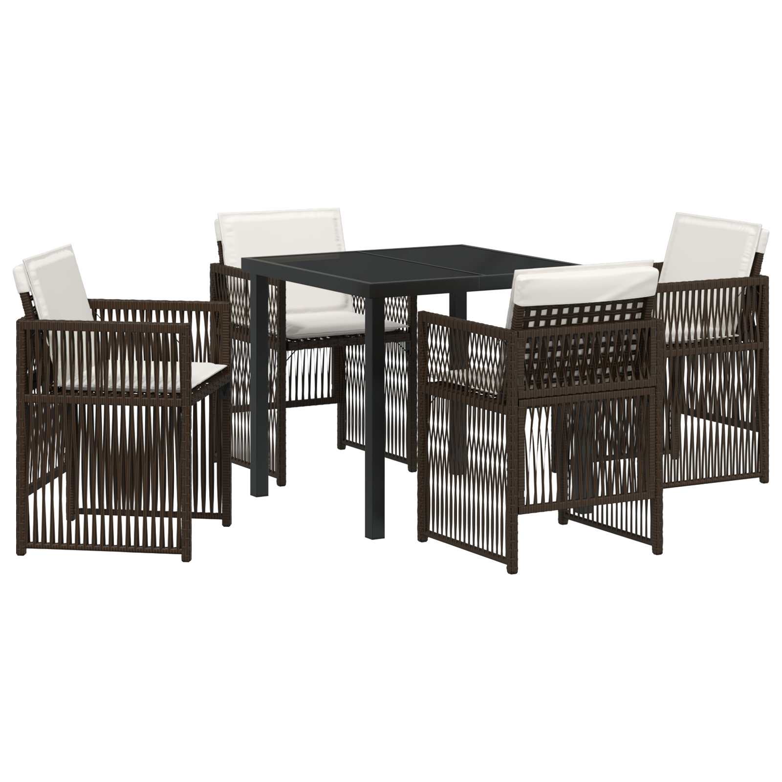 Brunt hage spisesett 5 pcs Brun Stål