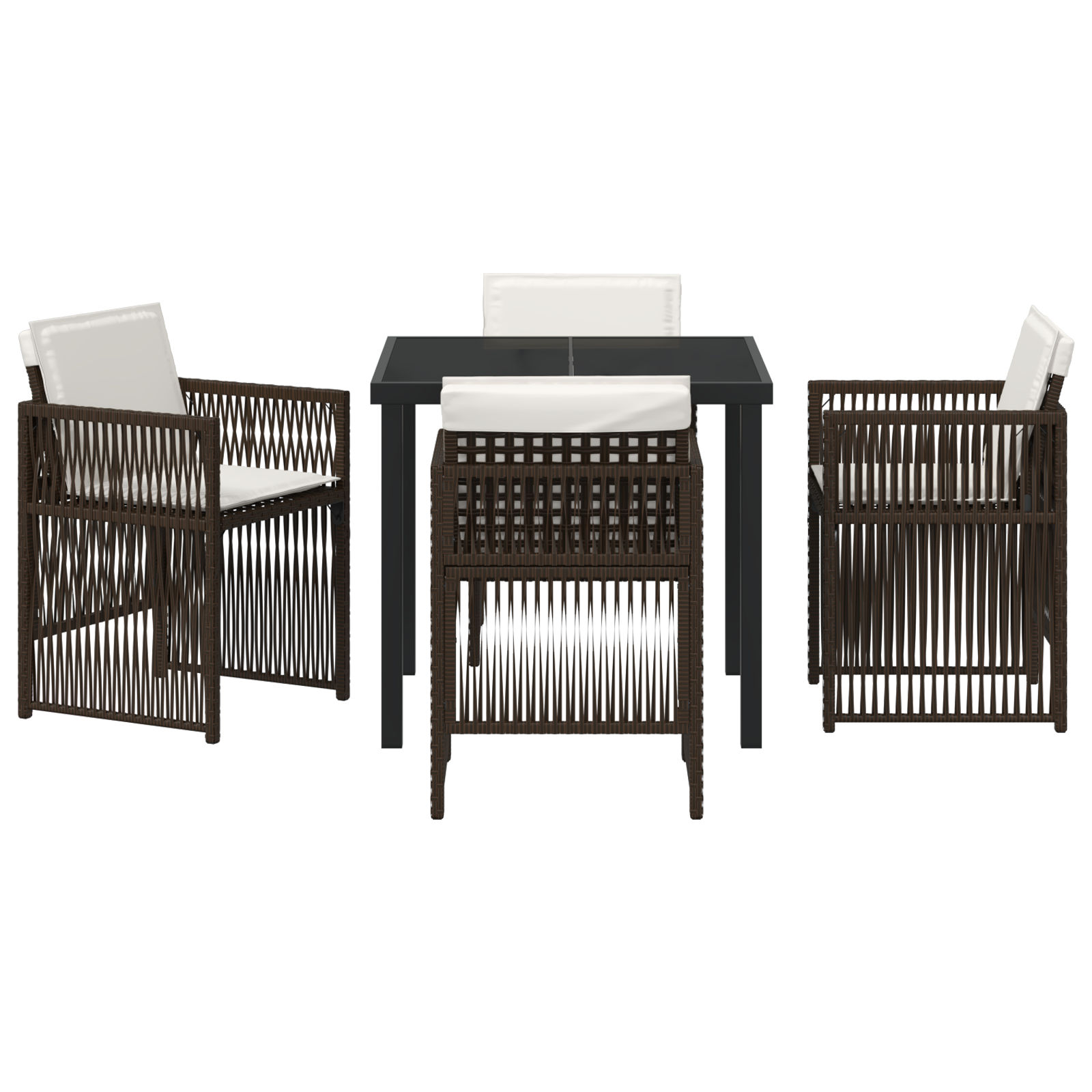Brunt hage spisesett 5 pcs Brun Stål