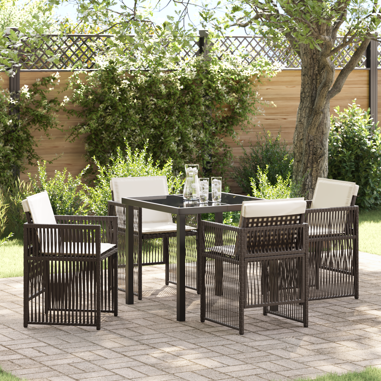 Brunt hage spisesett 5 pcs Brun Stål