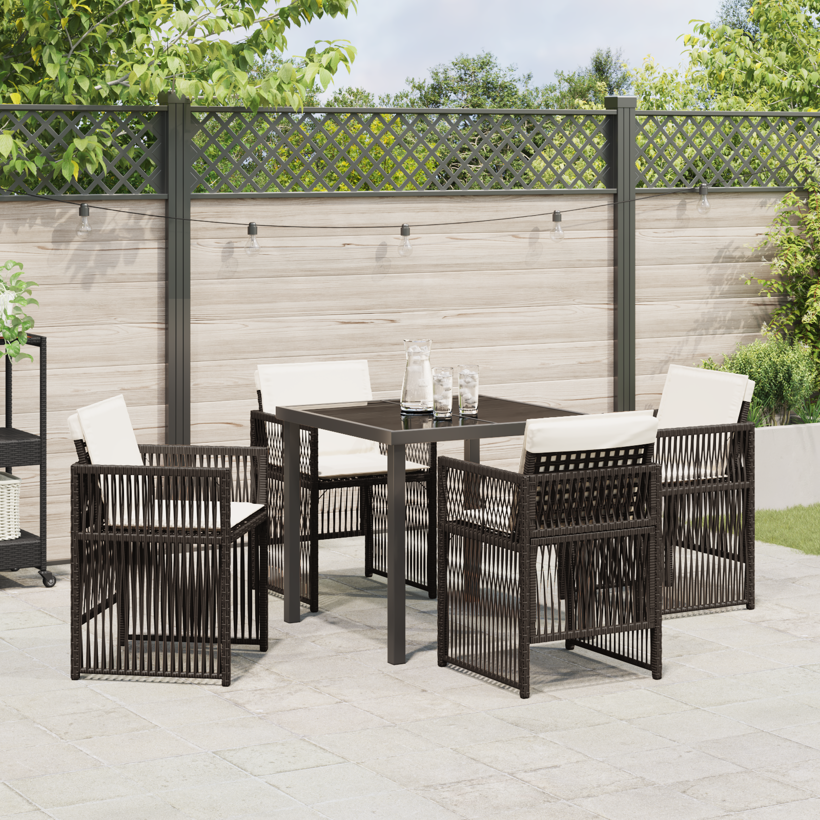 Brunt hage spisesett 5 pcs Brun Stål