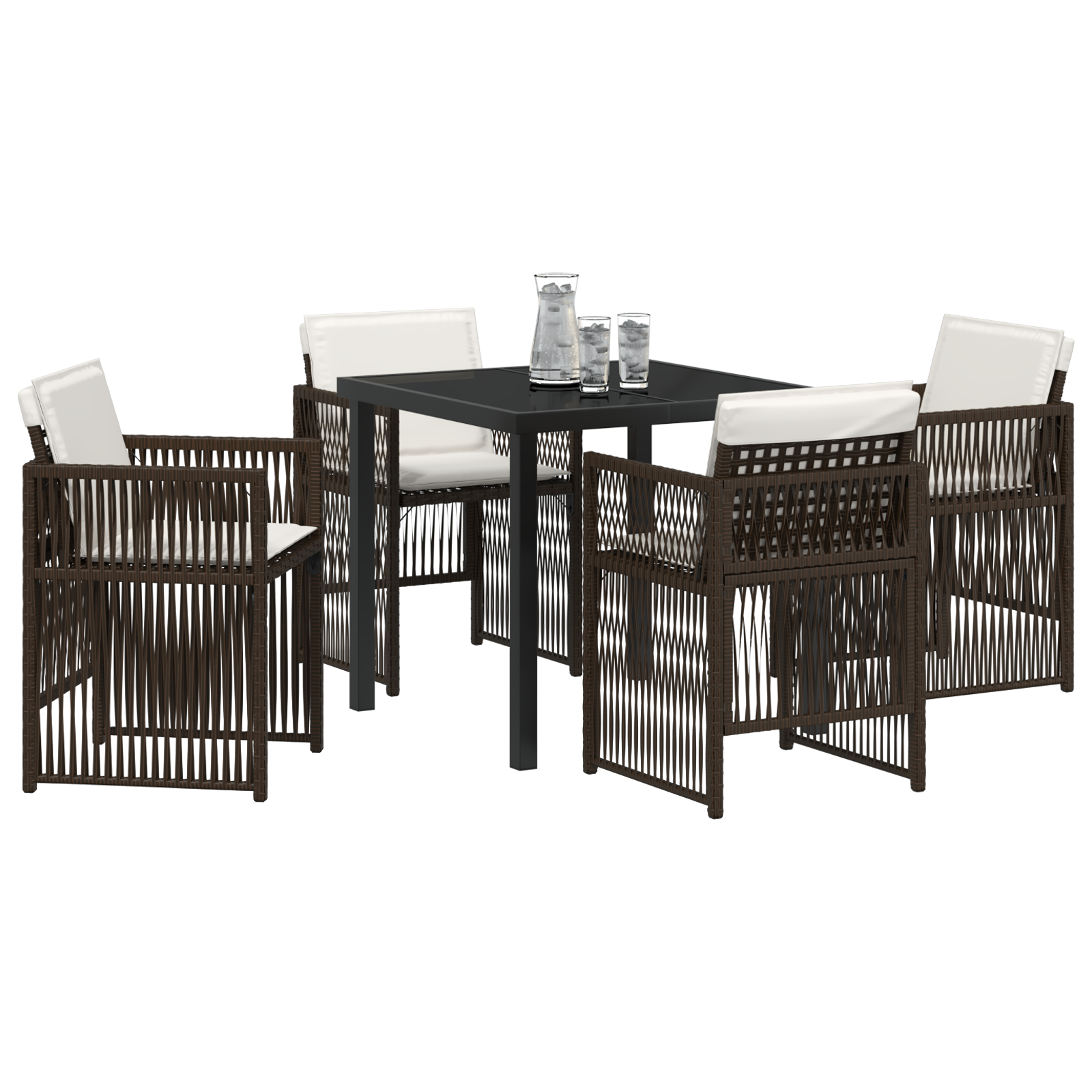 Brunt hage spisesett 5 pcs Brun Stål