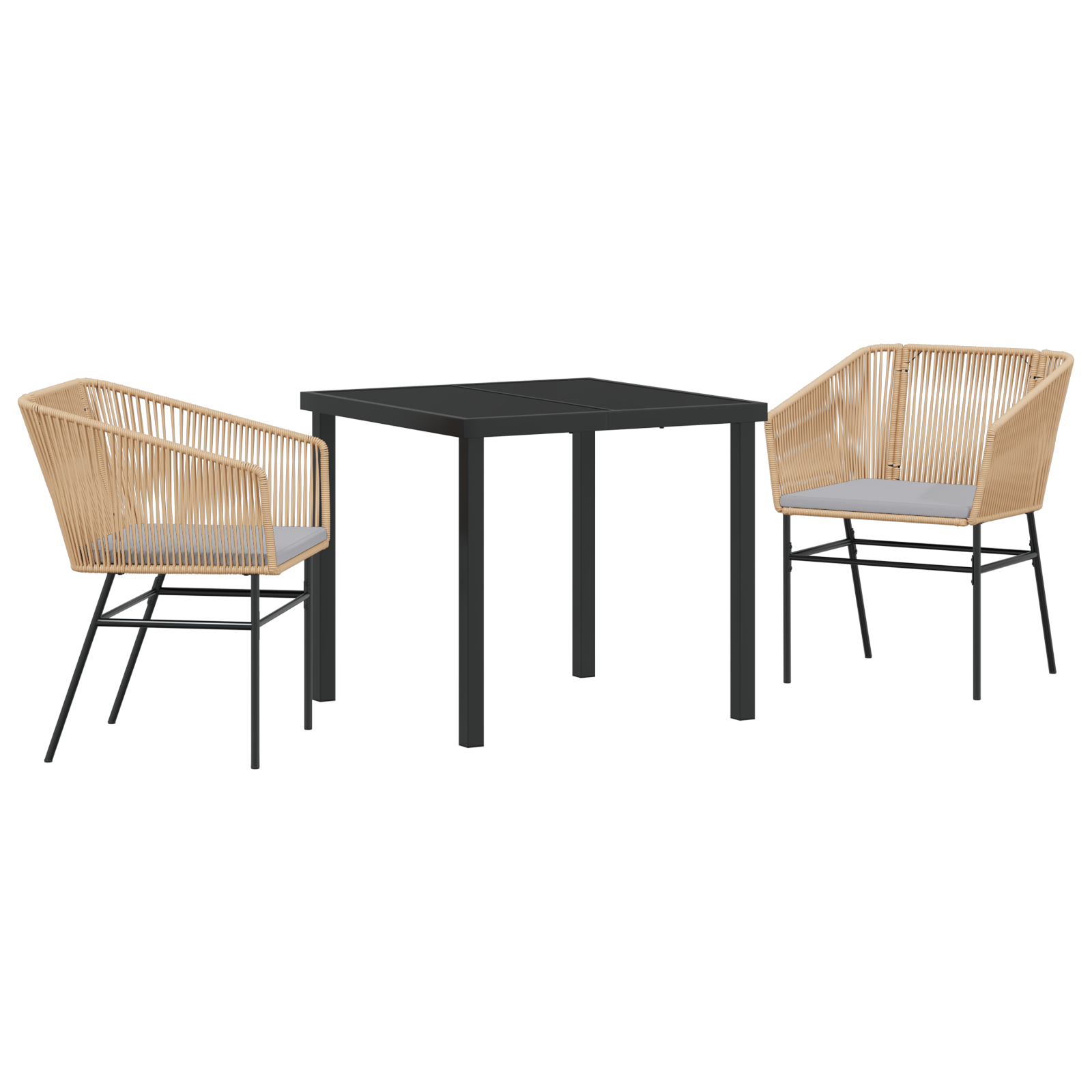 3 Delt Hagemøbelsett med Puter Brun Poly Rattan