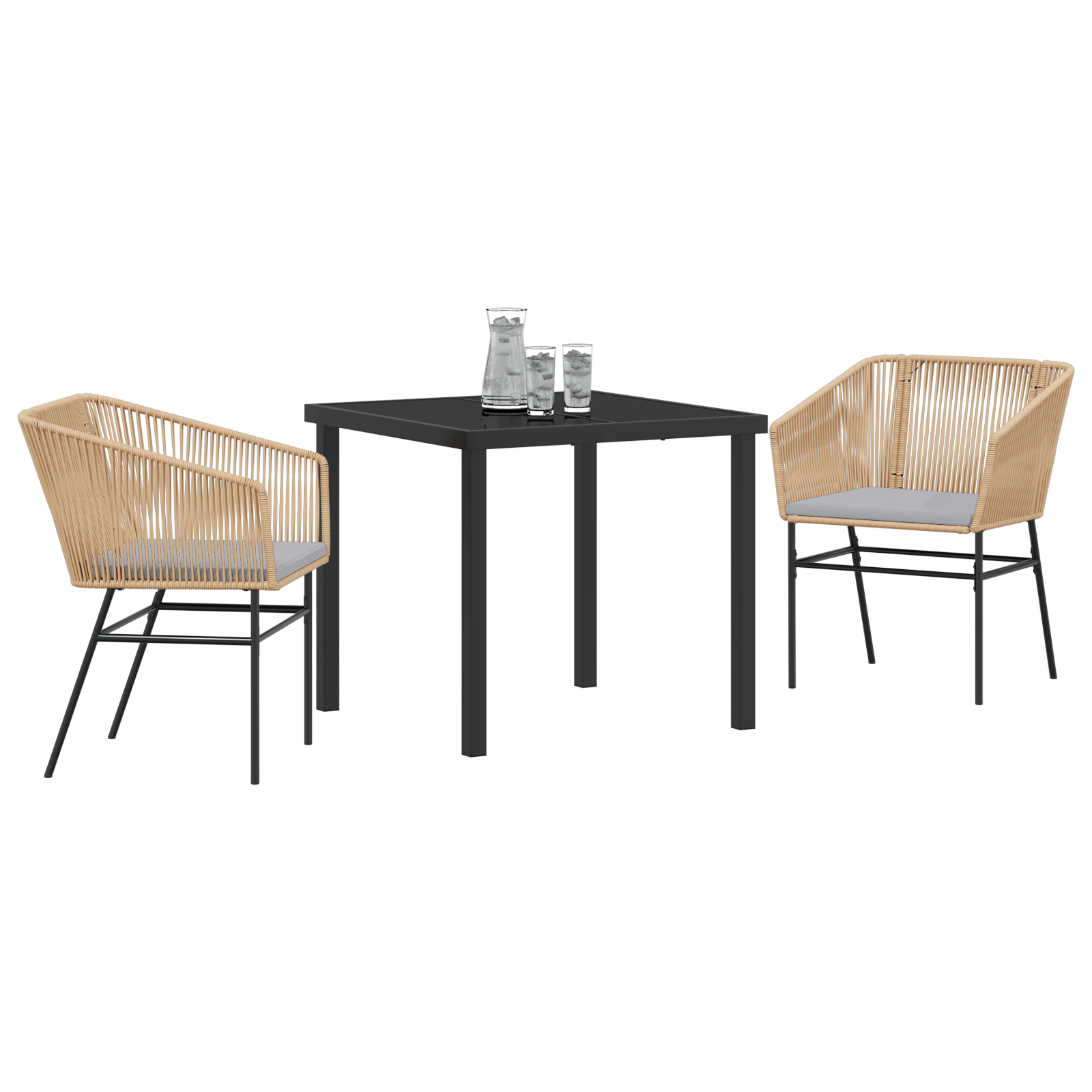 3 Delt Hagemøbelsett med Puter Brun Poly Rattan