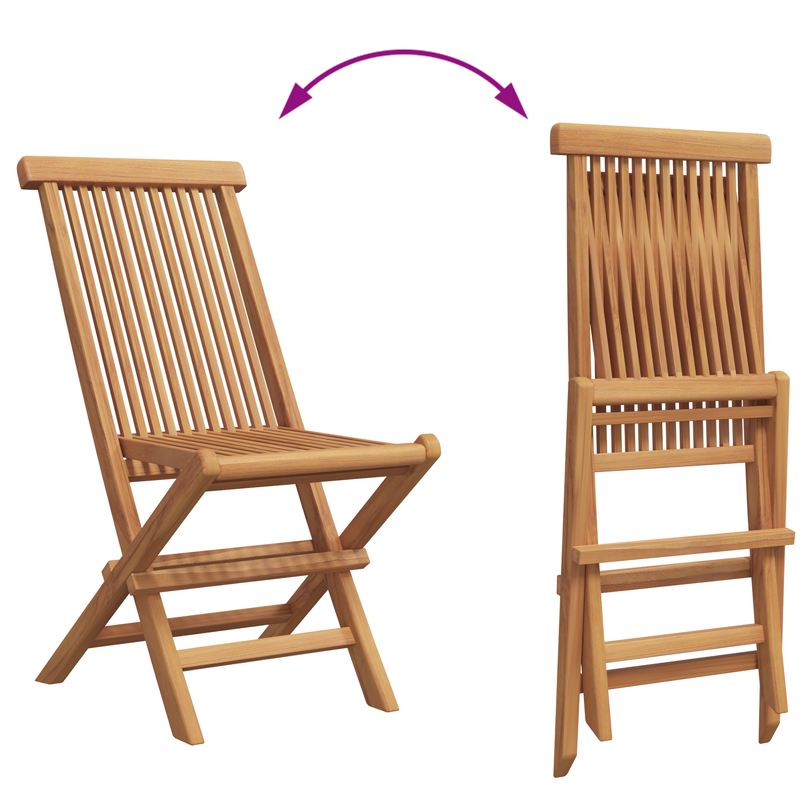 3-delt sammenleggbart bistrosett i solid teak