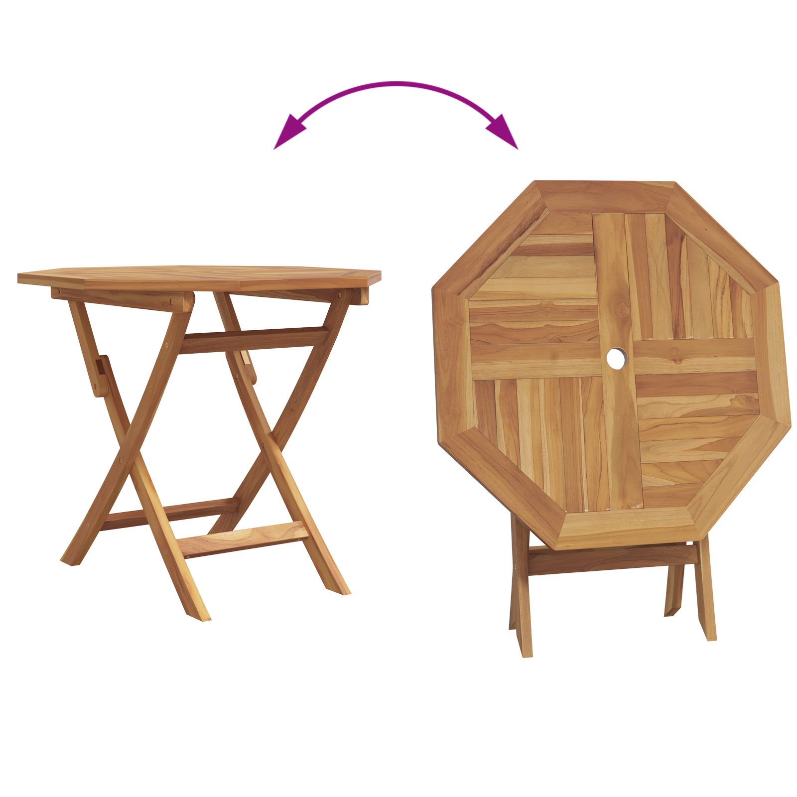 3-delt sammenleggbart bistrosett i solid teak