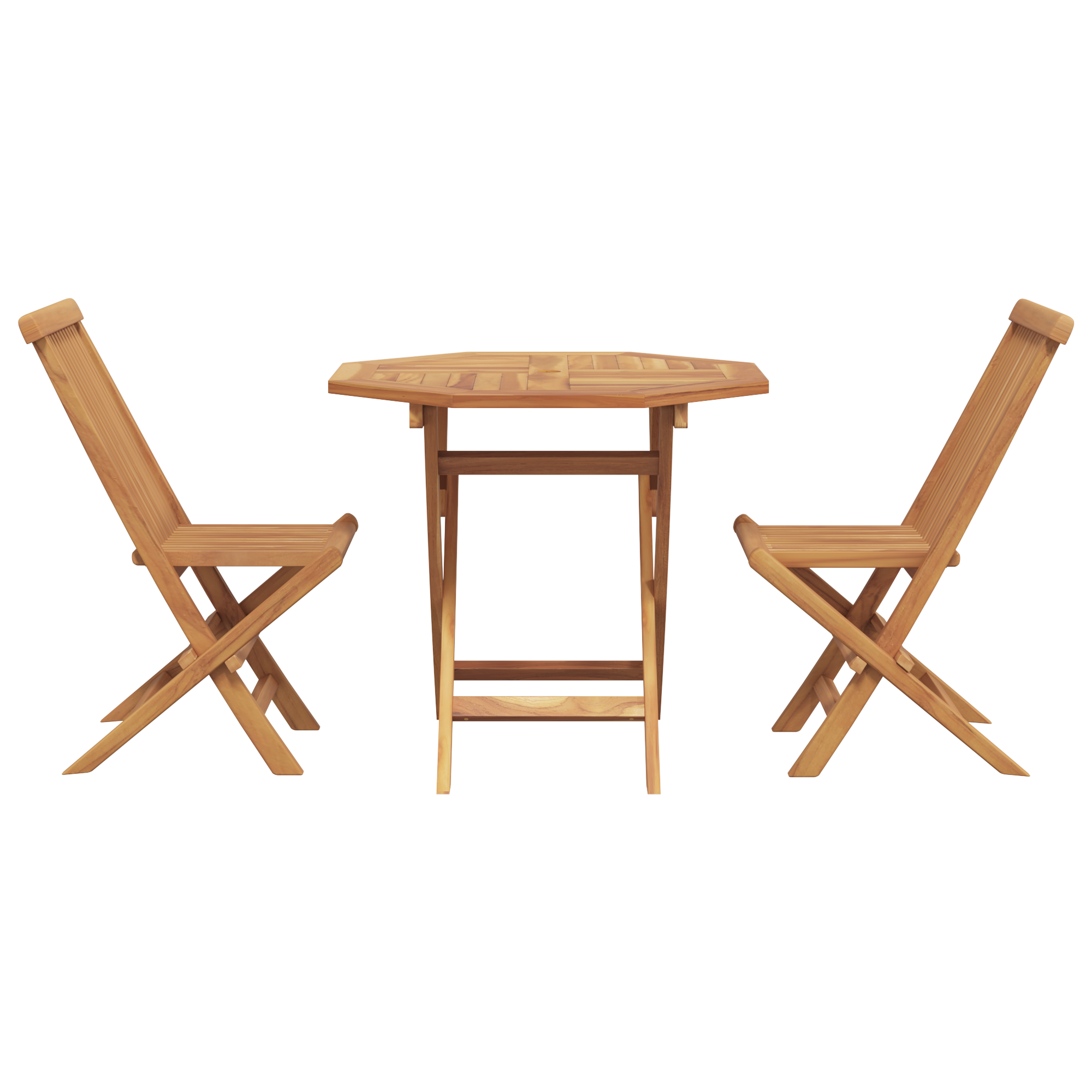3-delt sammenleggbart bistrosett i solid teak