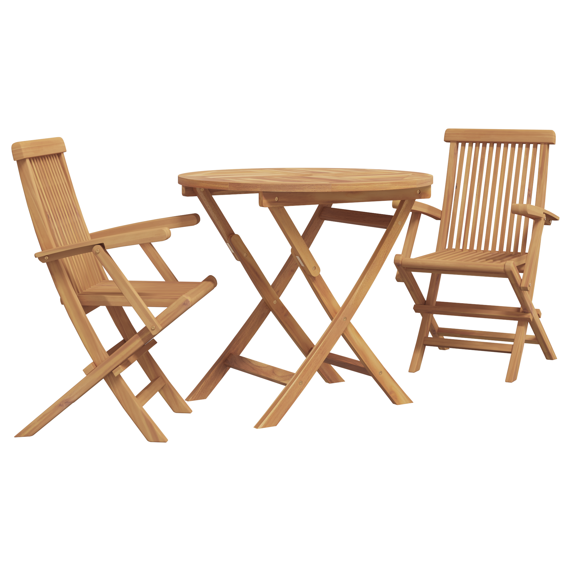 3 Delt Sammenleggbart Hagebistro Set i Solid Acacia