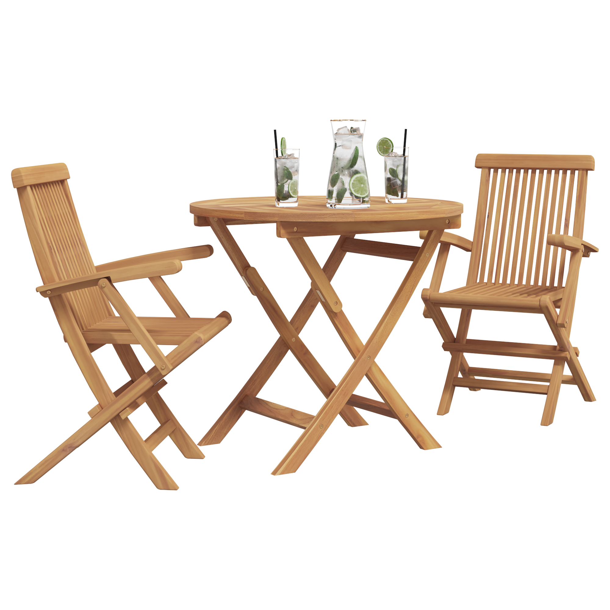 3 Delt Sammenleggbart Hagebistro Set i Solid Acacia