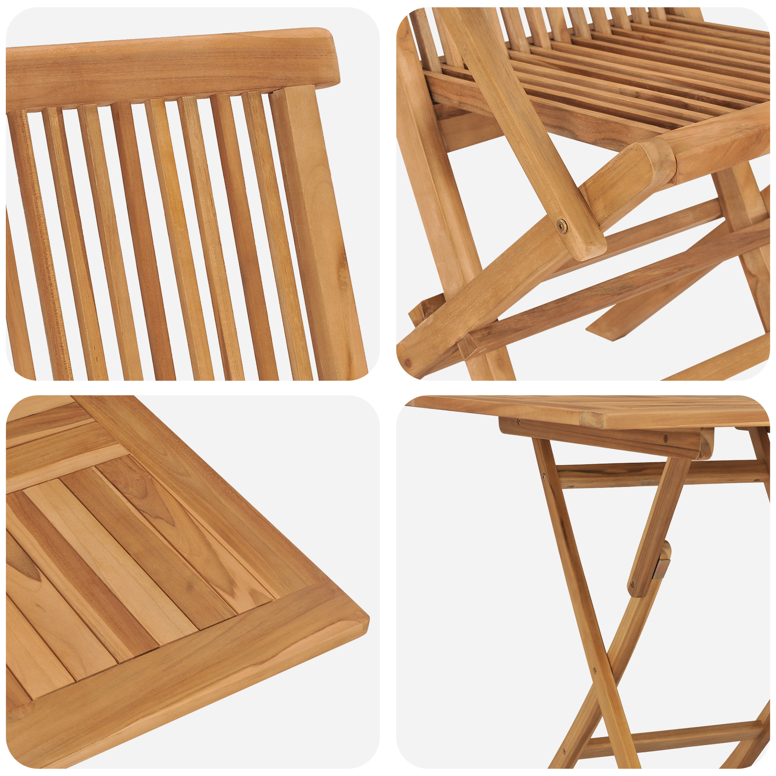 3 Delers Sammenleggbart Hage Bistro Set Solid Tre Akasietre