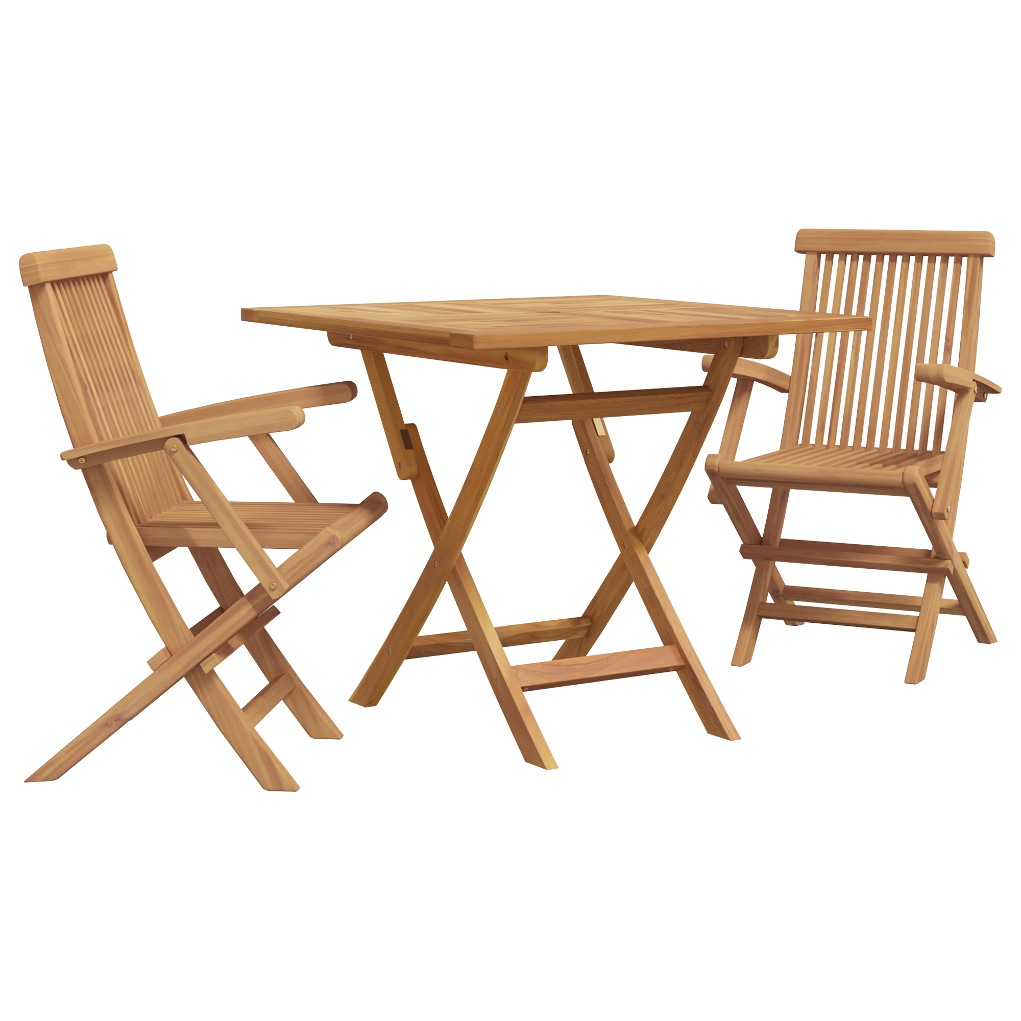 3 Delers Sammenleggbart Hage Bistro Set Solid Tre Akasietre