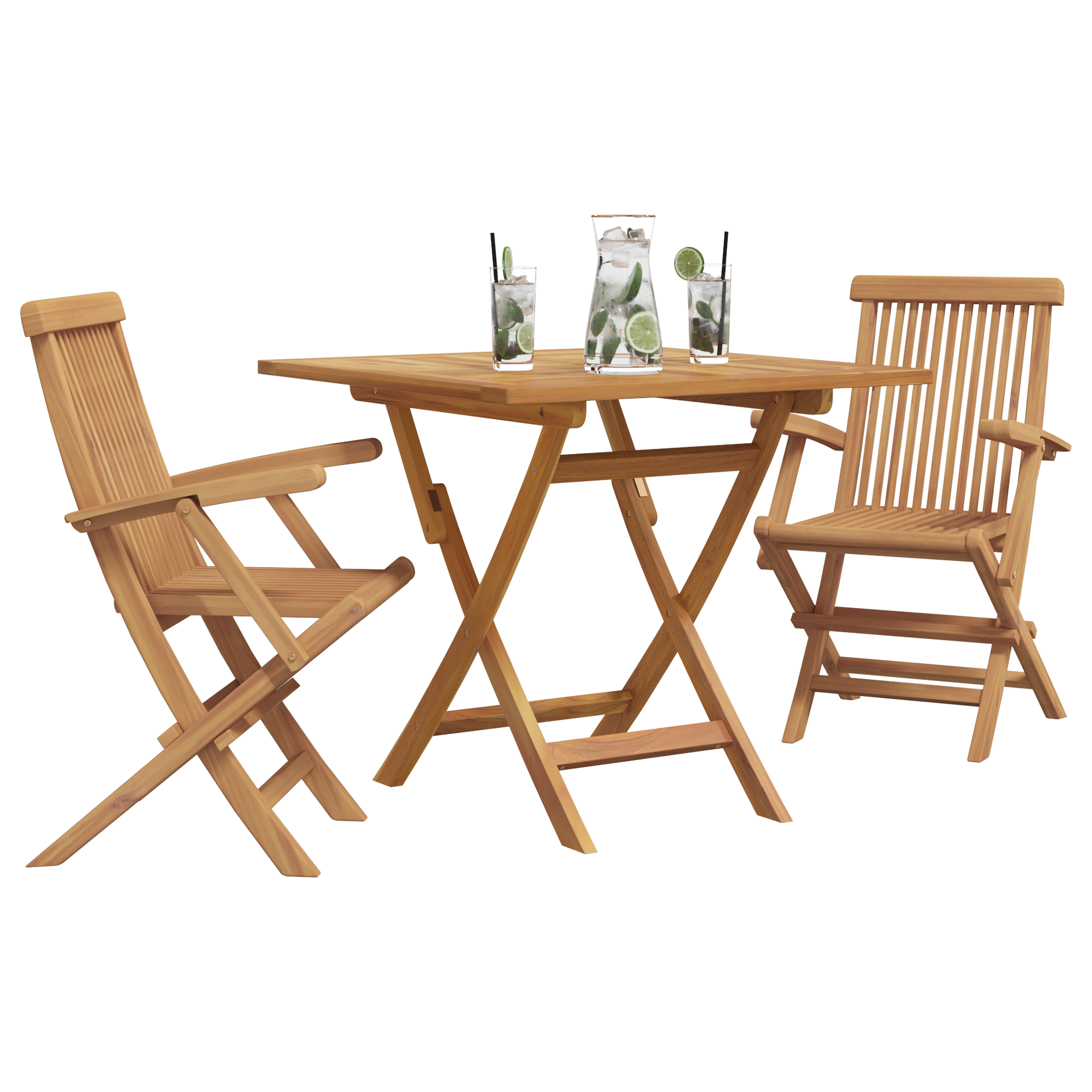 3 Delers Sammenleggbart Hage Bistro Set Solid Tre Akasietre