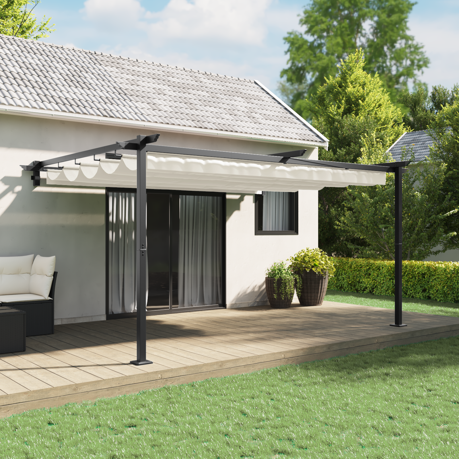 Veggmontert Paviljong Krem 3 x 4 m Stål