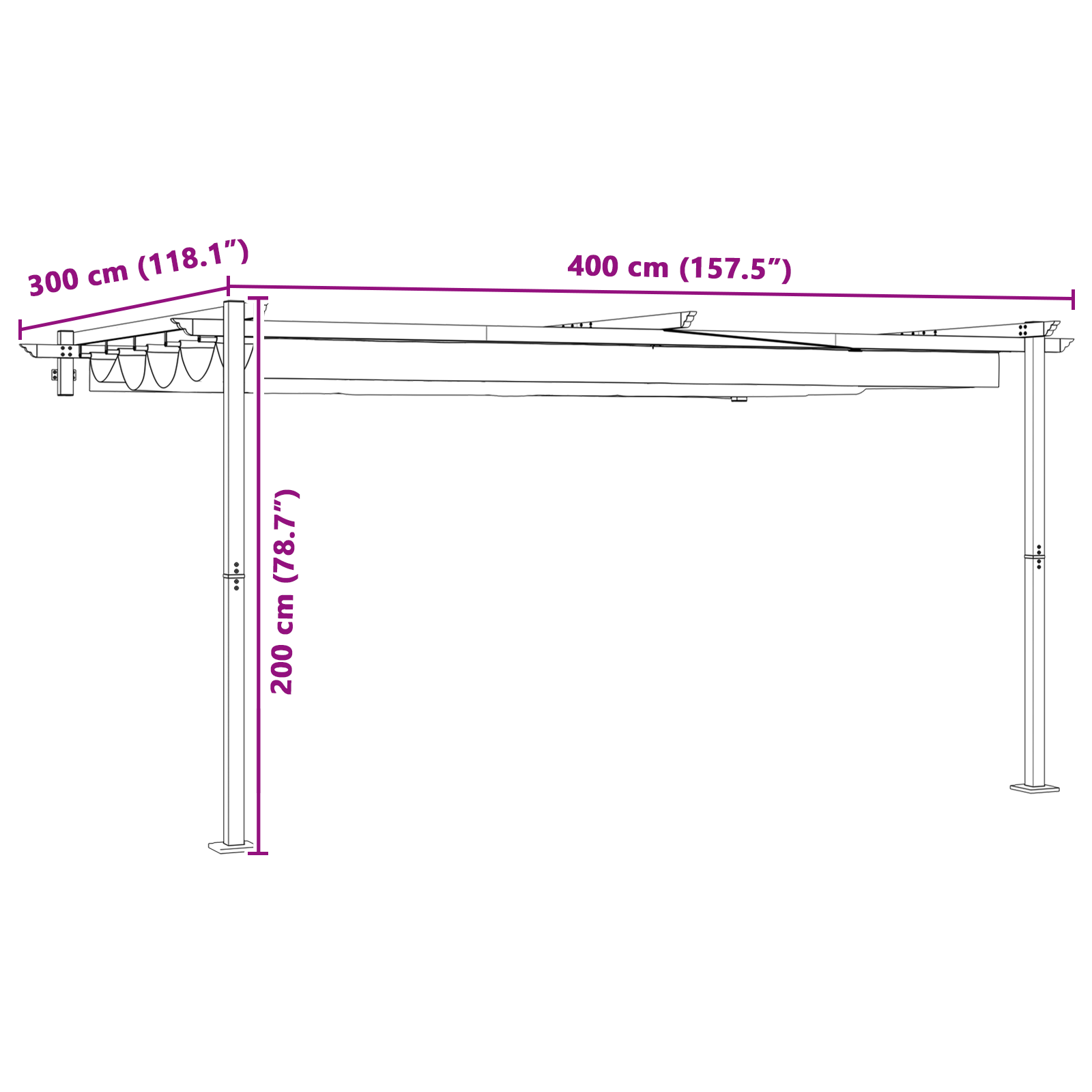 Veggmontert Paviljong Krem 3 x 4 m Stål