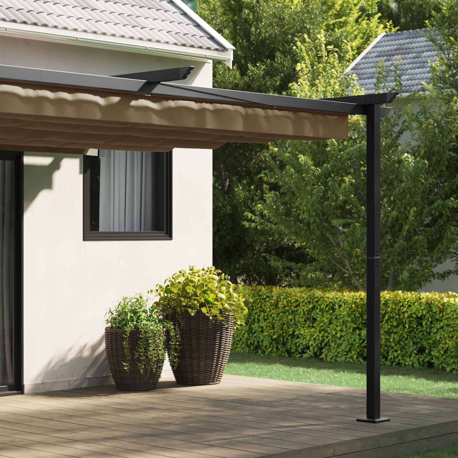Veggmontert Paviljong Gråbrun 3 x 4 m Stål
