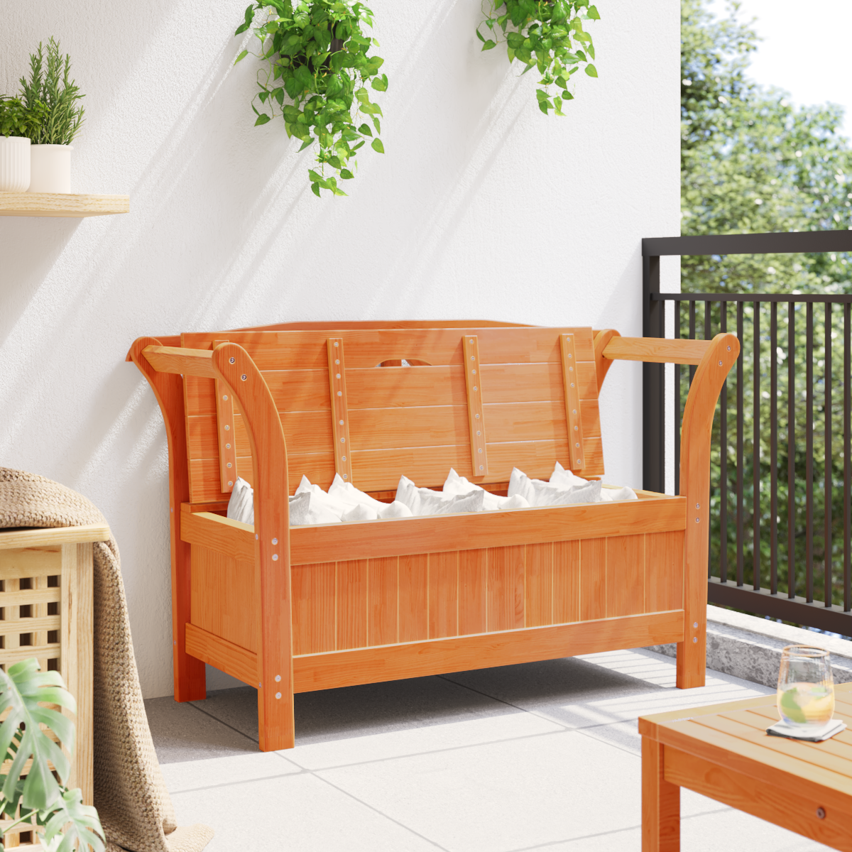 hageoppbevaringsbenk akasietre 119x76x44 cm solid tre