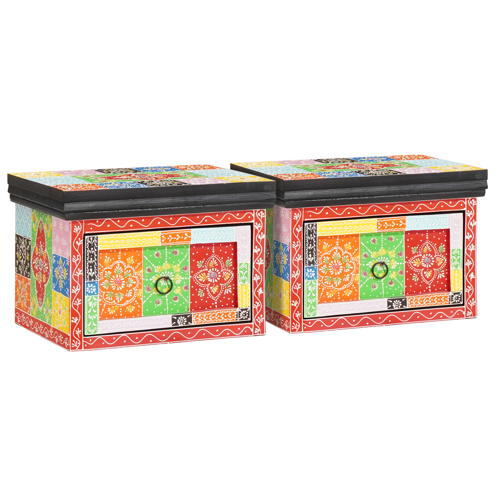 Nattbordskap 2 stk 40x30x28 cm Solid Tre Mango & Lagd Tre