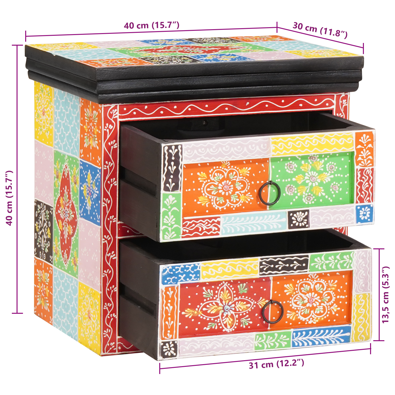 Nattbordskap Flerfarget 40 x 30 x 40 cm Massivt tre med maling