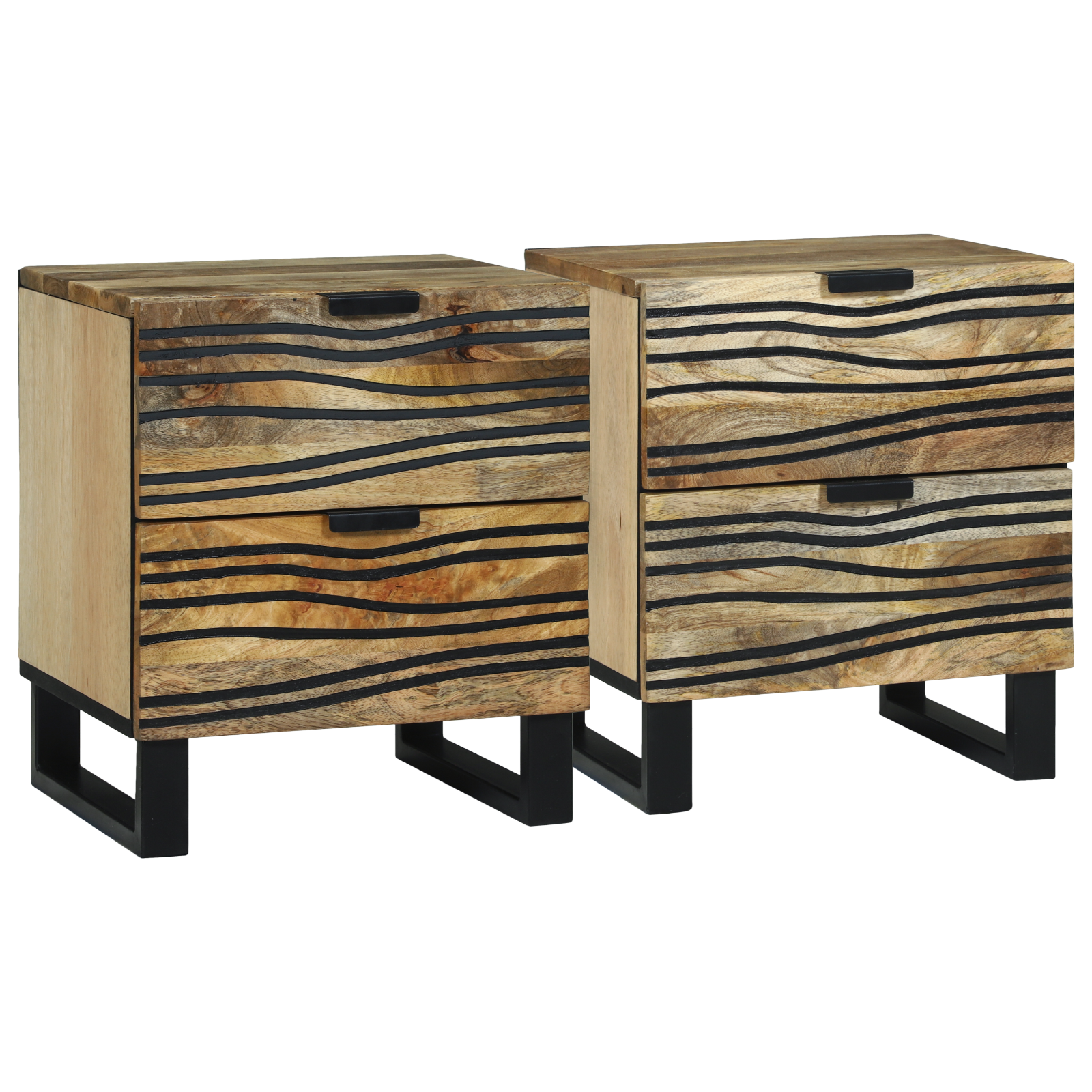Nattbord 2 stk 40x33.5x46 cm Solid Tre Mangotre og Ingeniørtre