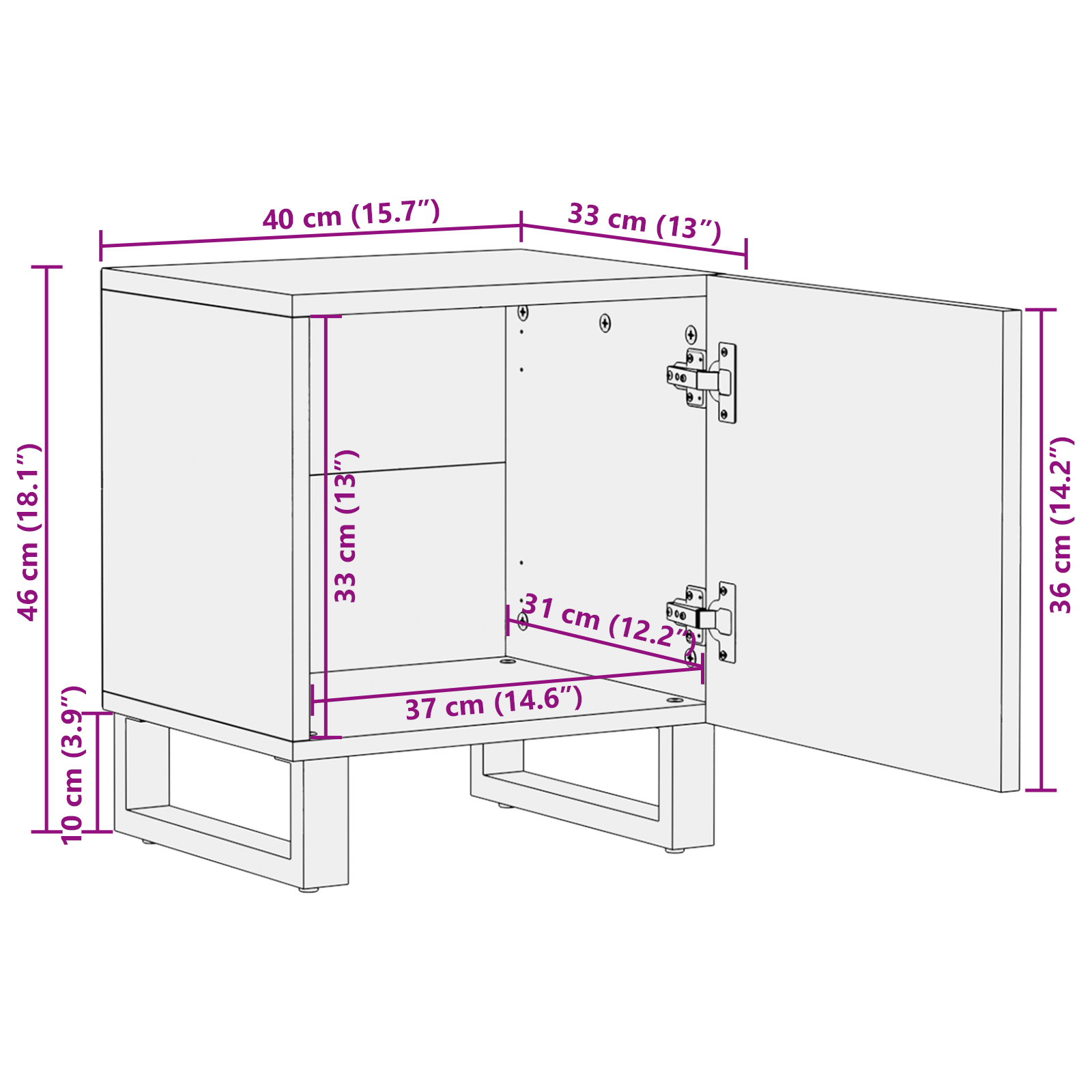 Nattbord 2 pcs Naturlig 40 x 33.5 x 46 cm