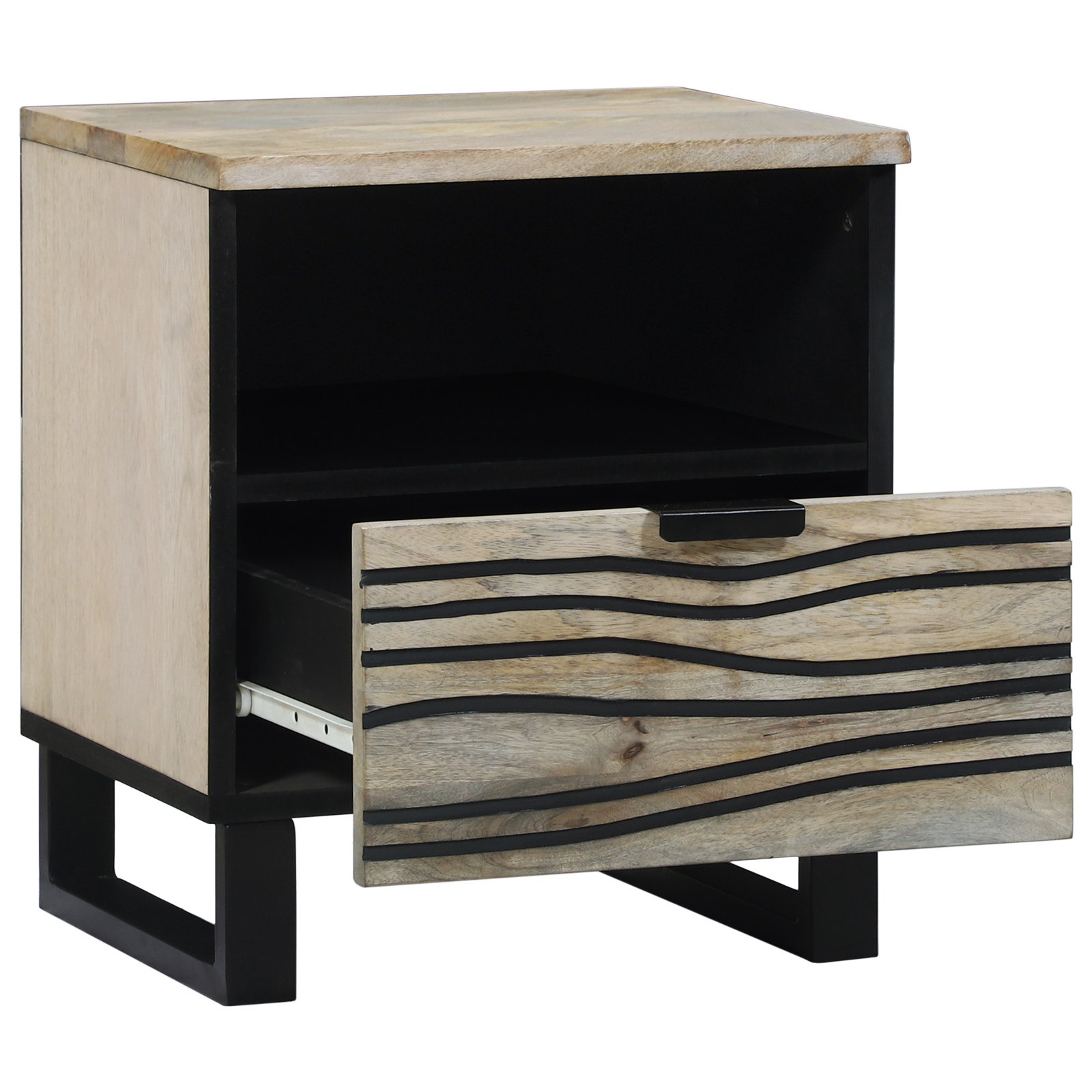 Nattbord med skuff 2 pcs Hvit og svart 40 x 33 x 46 cm