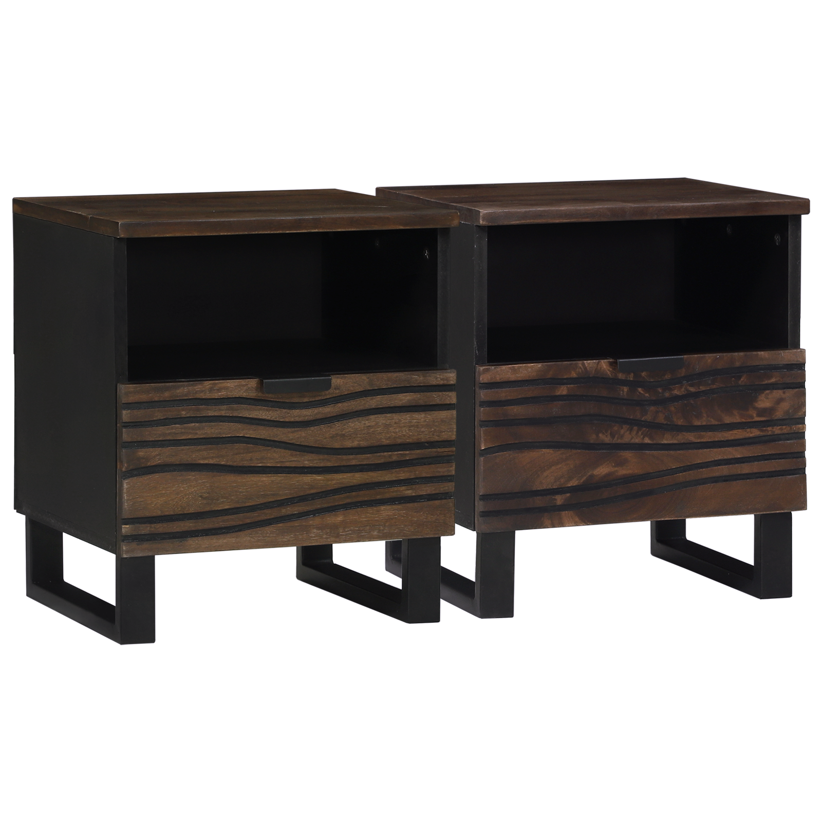 Nattbordskap 2 stk 40x33x46 cm Massivt tre