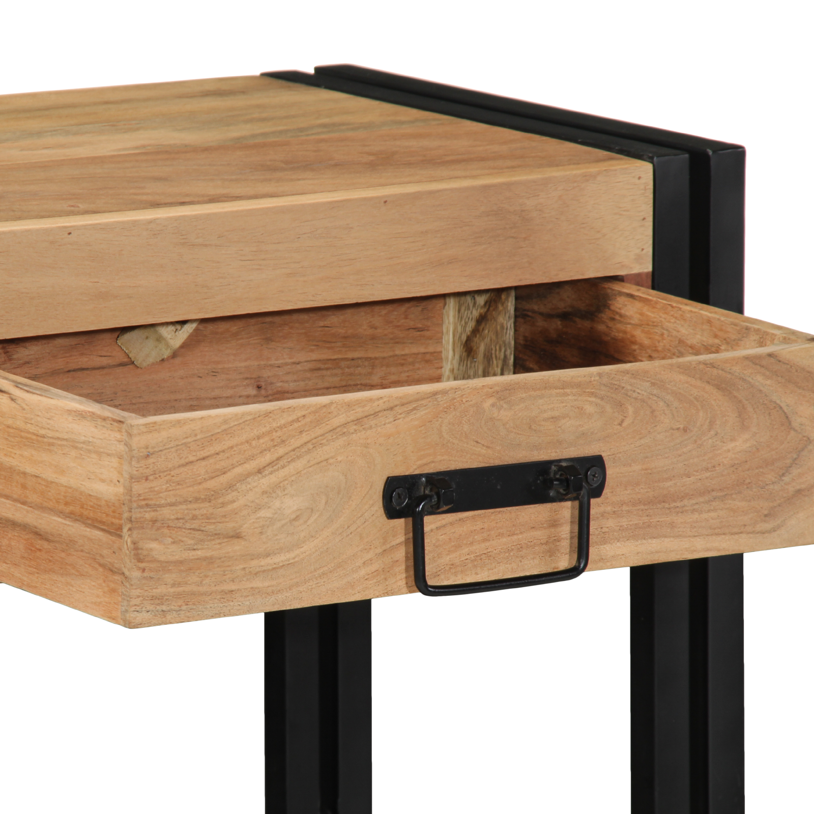 Konsollbord Svart 90x33x75 cm Solid Akasie Tre og Metall