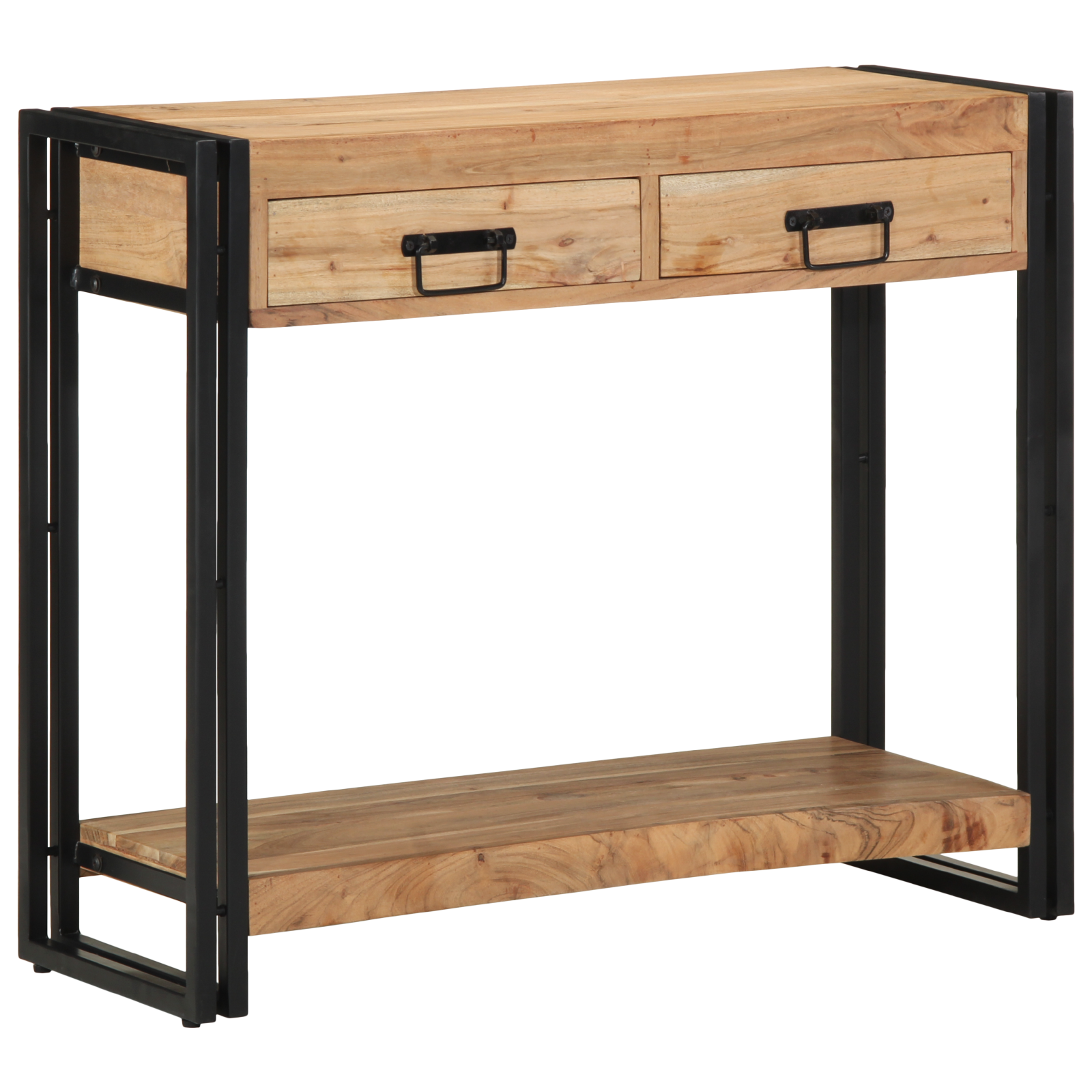 Konsollbord Svart 90x33x75 cm Solid Akasie Tre og Metall