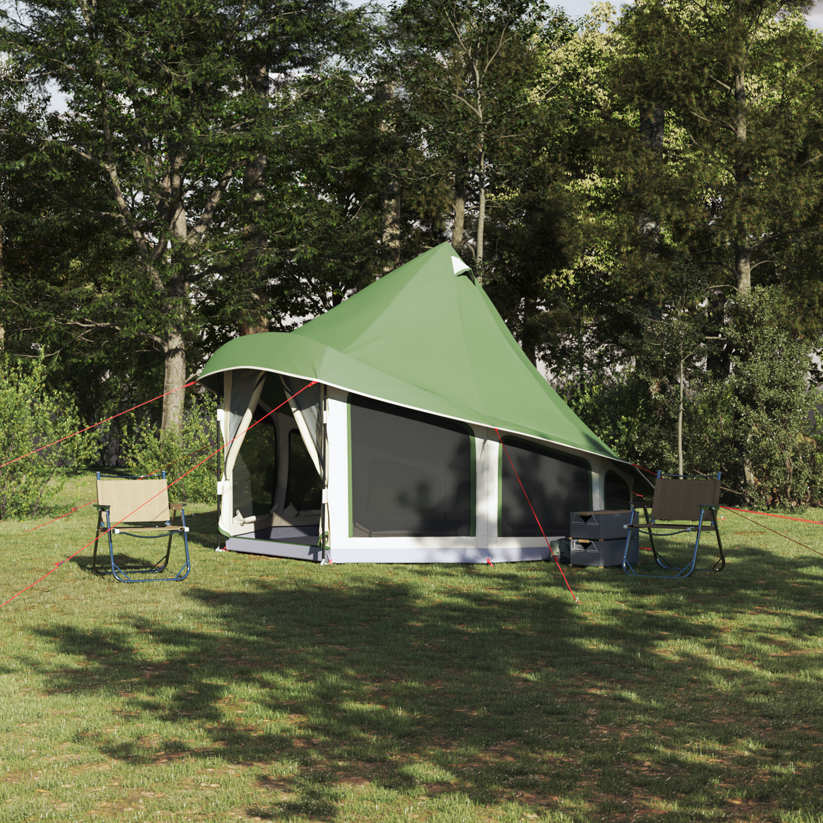 Familie Telt Tipi Grønn 6-Person Vanntett
